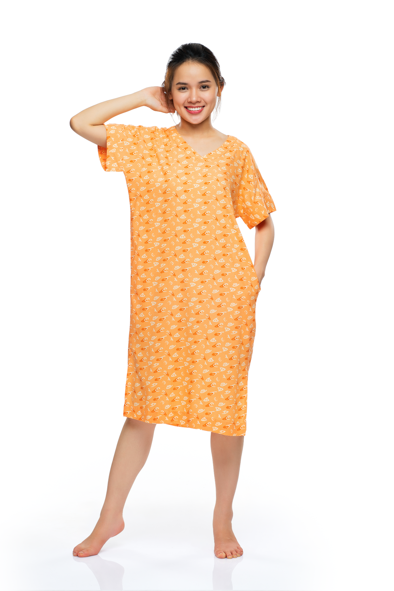 Đầm mặc nhà TOLE (LANH) cổ tim họa tiết đơn giản - - A47112202