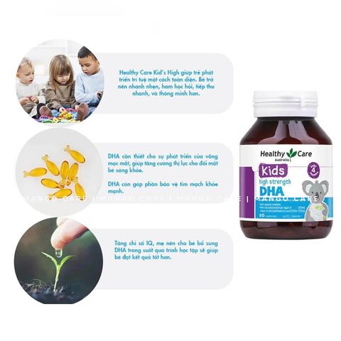 Viên Uống Healthy Care Bổ Sung DHA Cho Bé Kids High Strength DHA Thực Phẩm Vitamin Bổ Sung Cho Bé 60 Viên