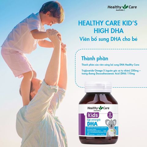 Viên Uống Healthy Care Bổ Sung DHA Cho Bé Kids High Strength DHA Thực Phẩm Vitamin Bổ Sung Cho Bé 60 Viên