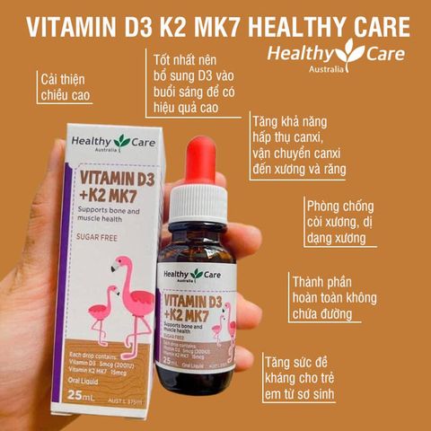 Vitamin D3 + K2 MK27 Healthy Care Úc 25ml Thực Phẩm Bổ Sung Chăm Sóc Sức Khoẻ Bé