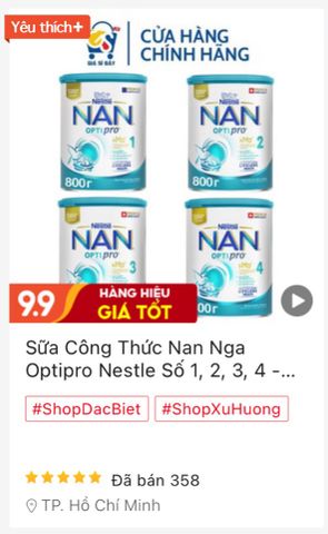 Sữa Công Thức NAN Nga Số 1, 2, 3, 4 - Hộp 800g