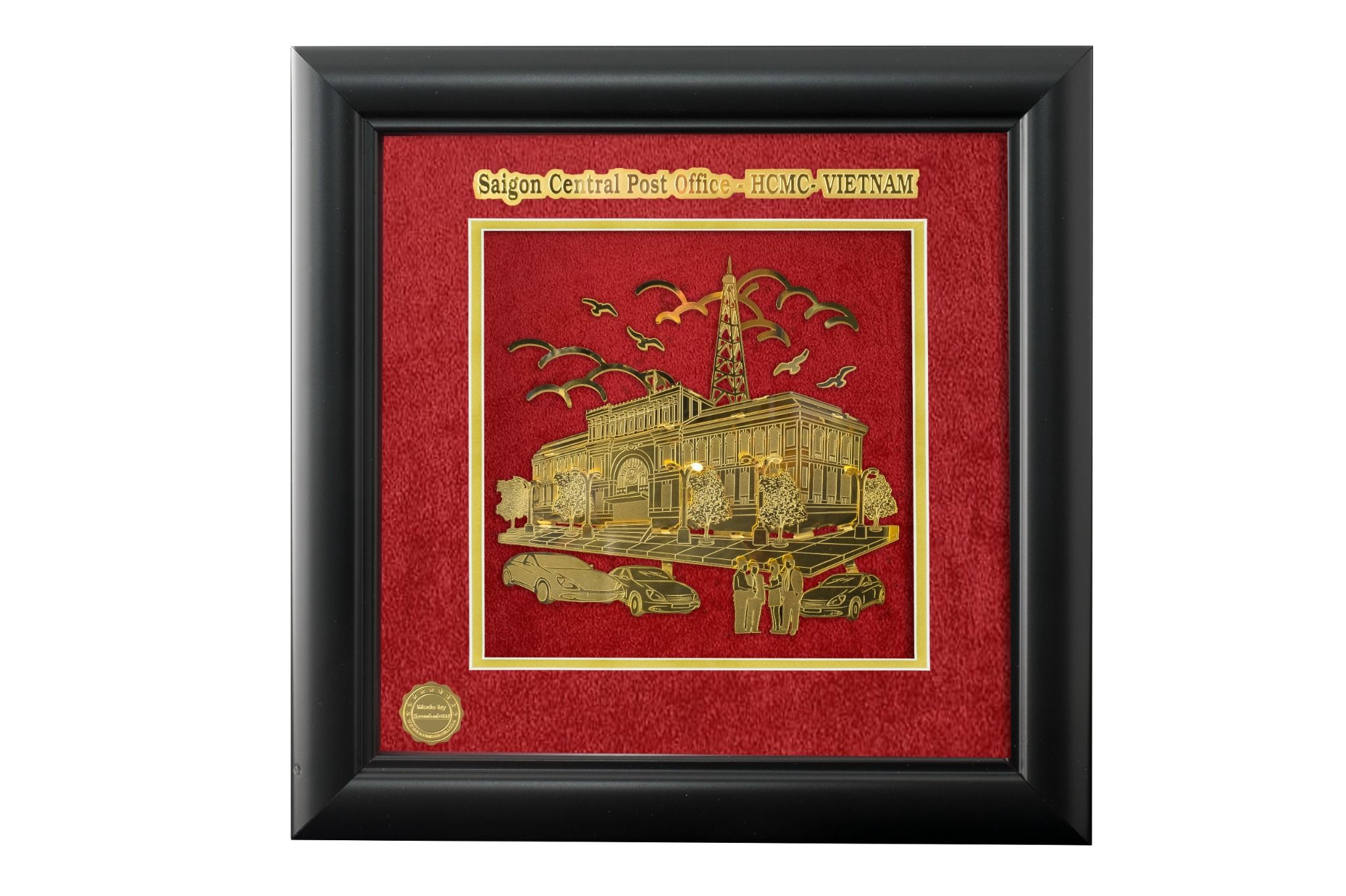  Khung tranh DSVH Bưu Điện (20x20cm) đồng mạ vàng#MKTH126JT0003+KTRANHJ0010 