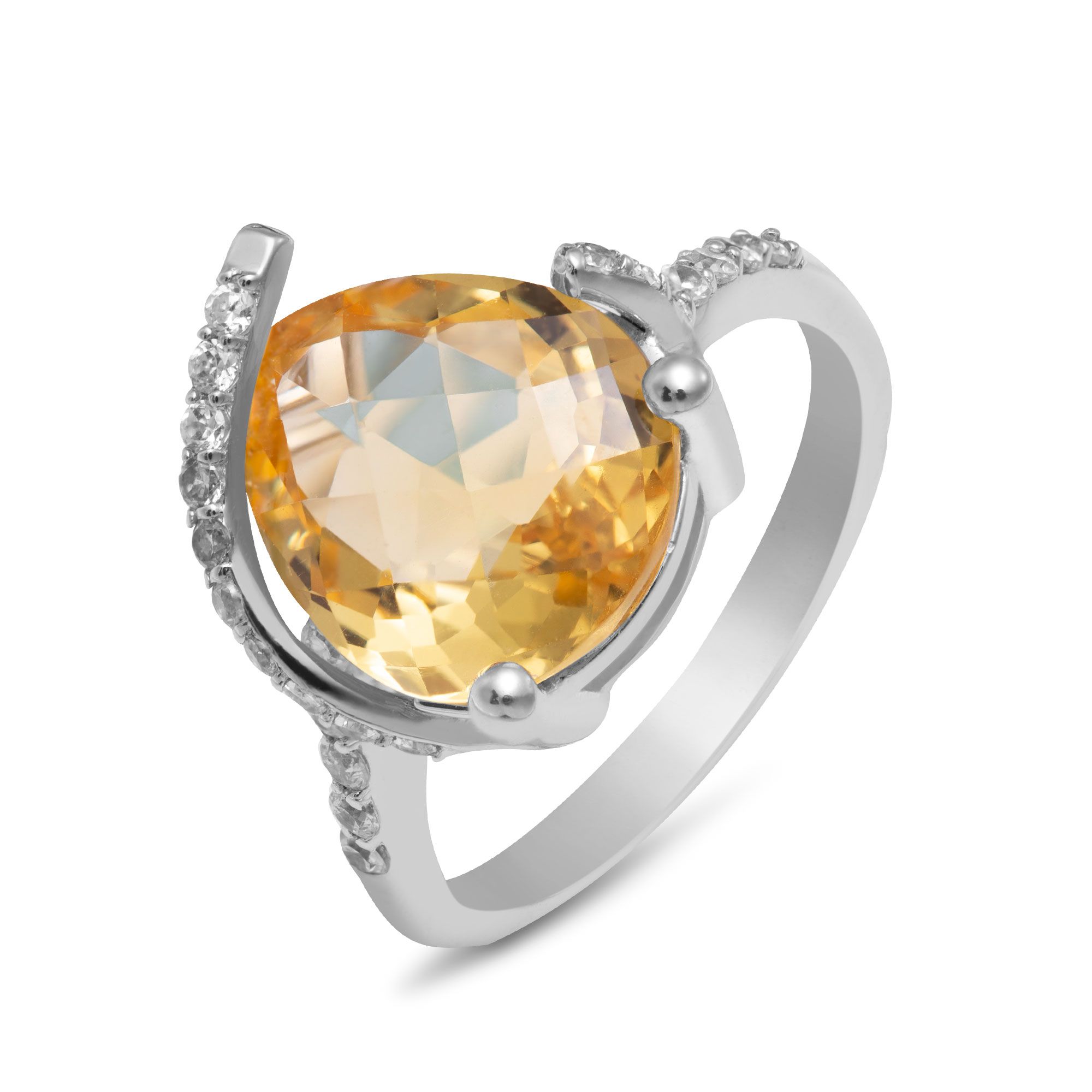  NHẪN NỮ VÀNG TRẮNG ĐÍNH ĐÁ CITRINE VÀ CZ SBJ 