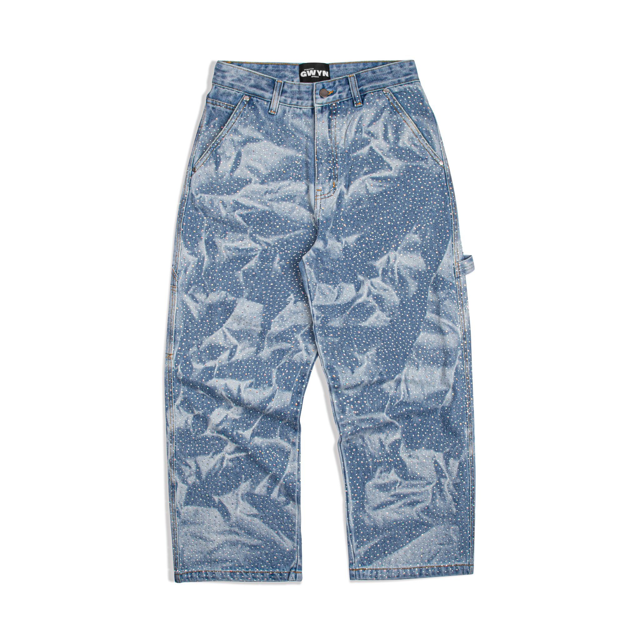 GWYN DIAMOND RHINESTONE BAGGY JEANS/ BLUE