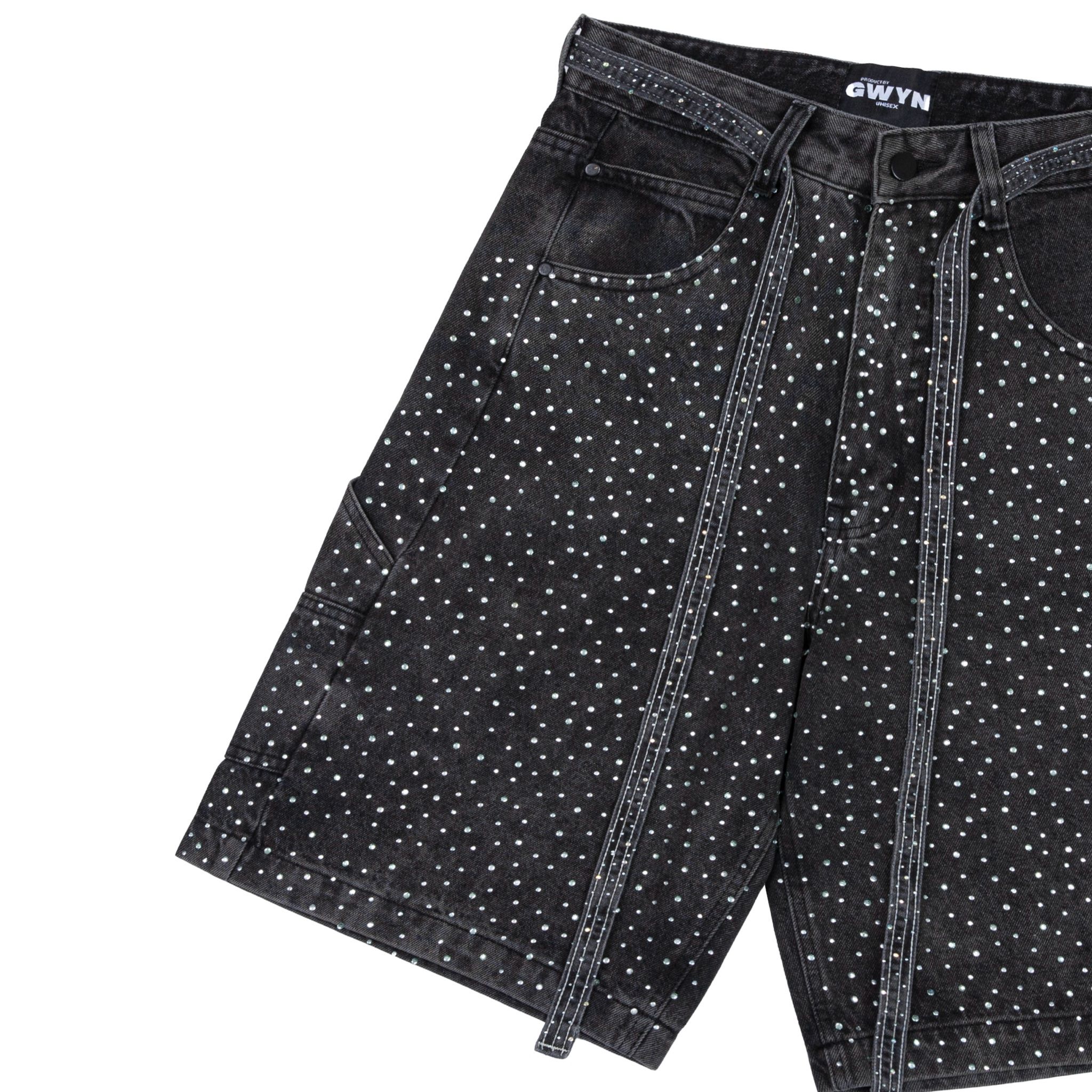 GWYN DIAMOND RHINESTONE LOOSE BAGGY JEANS SHORT