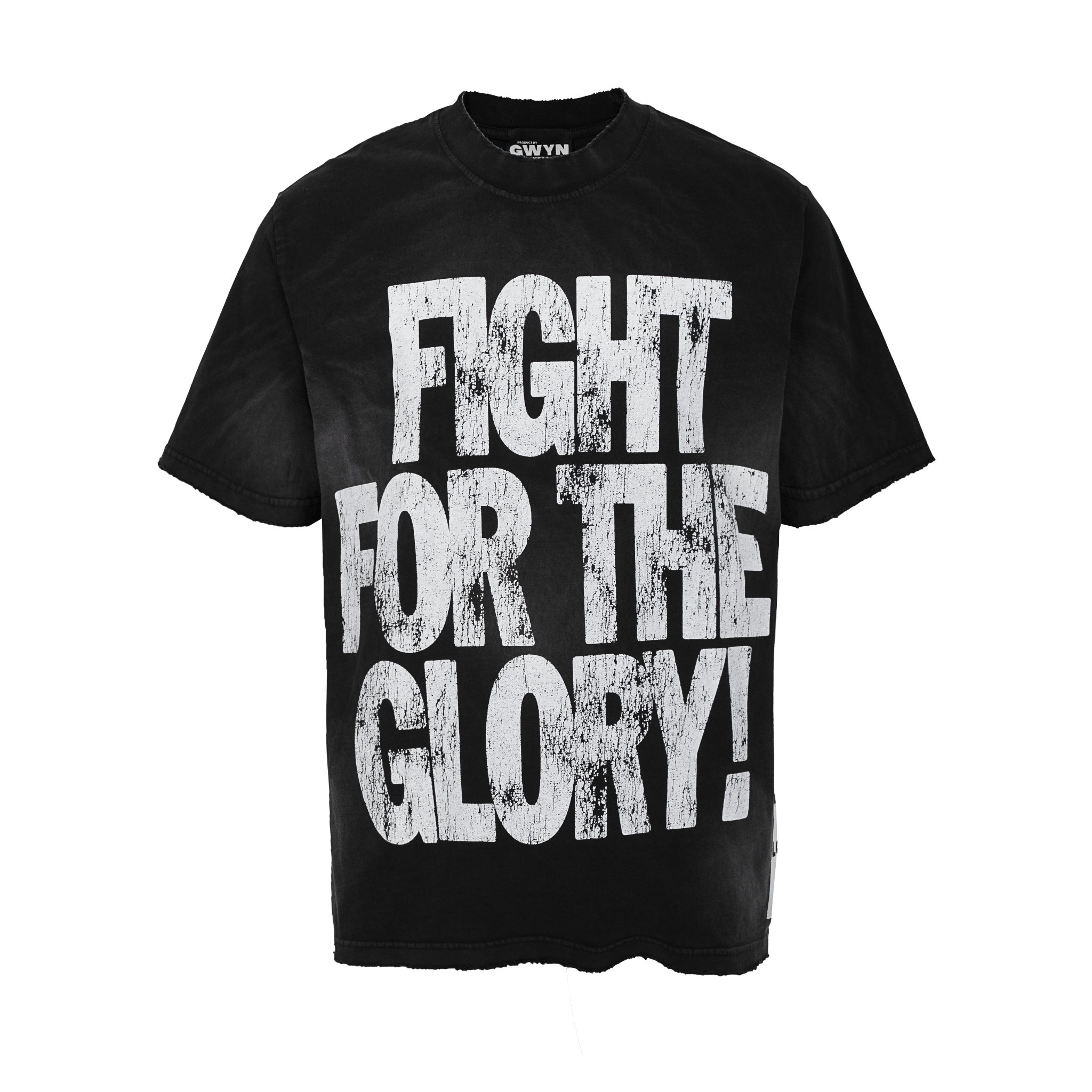 GWYN PRINTED DISTRESSED T-SHIRT/ BLACK