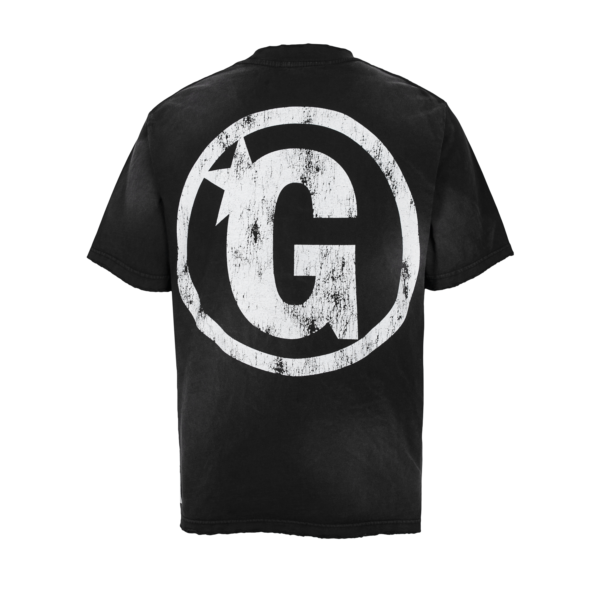 GWYN PRINTED DISTRESSED T-SHIRT/ BLACK