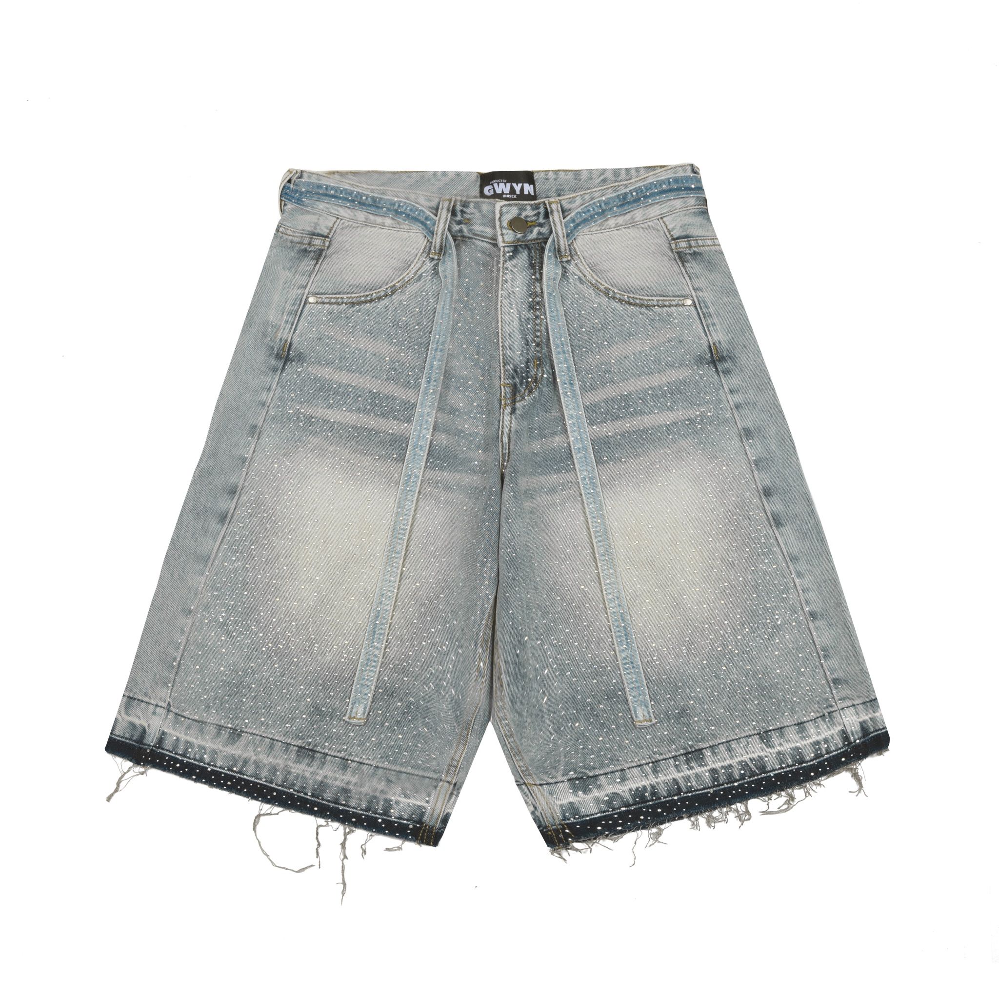 GWYN DIAMOND RHINESTONE LOOSE BAGGY JEANS SHORT