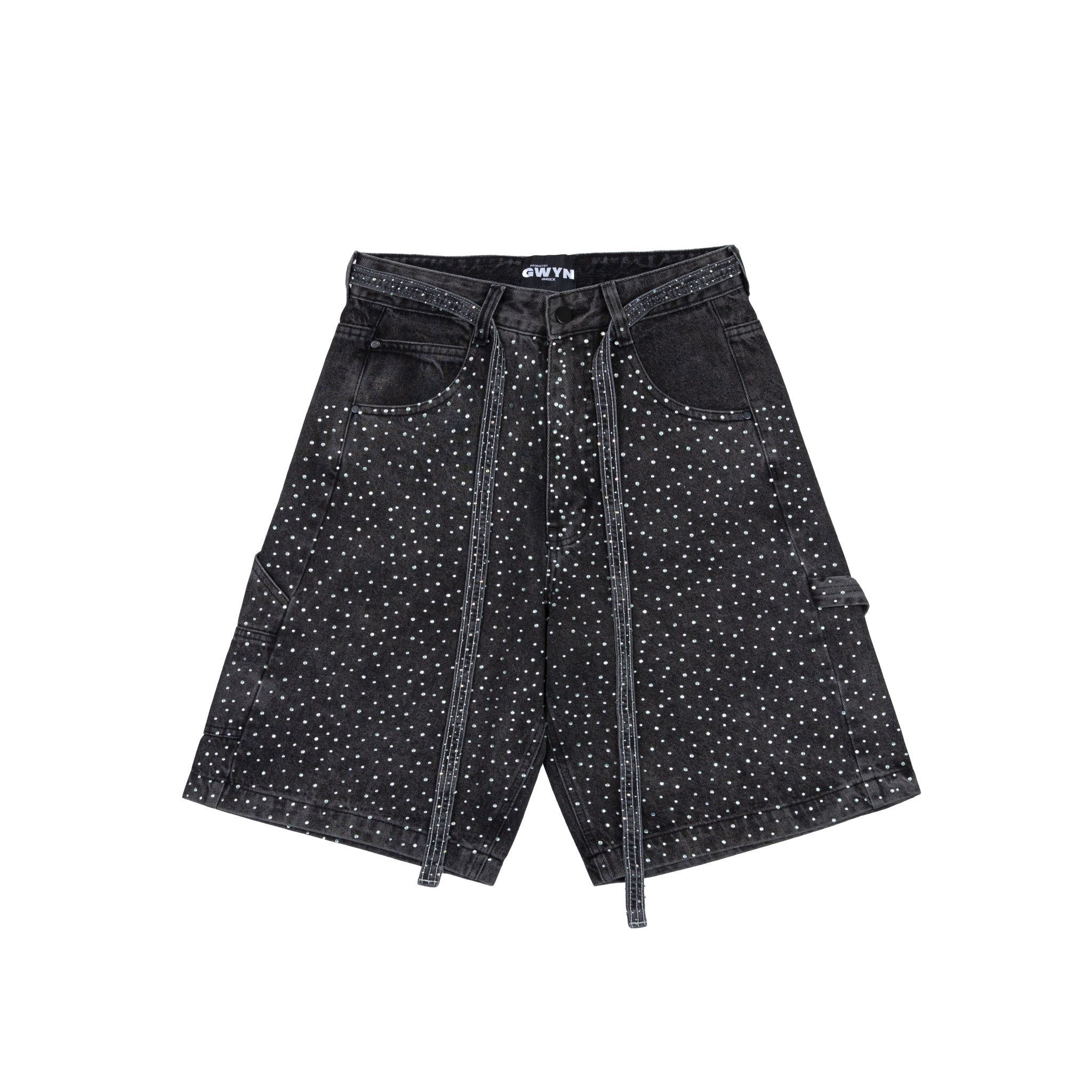 GWYN DIAMOND RHINESTONE LOOSE BAGGY JEANS SHORT