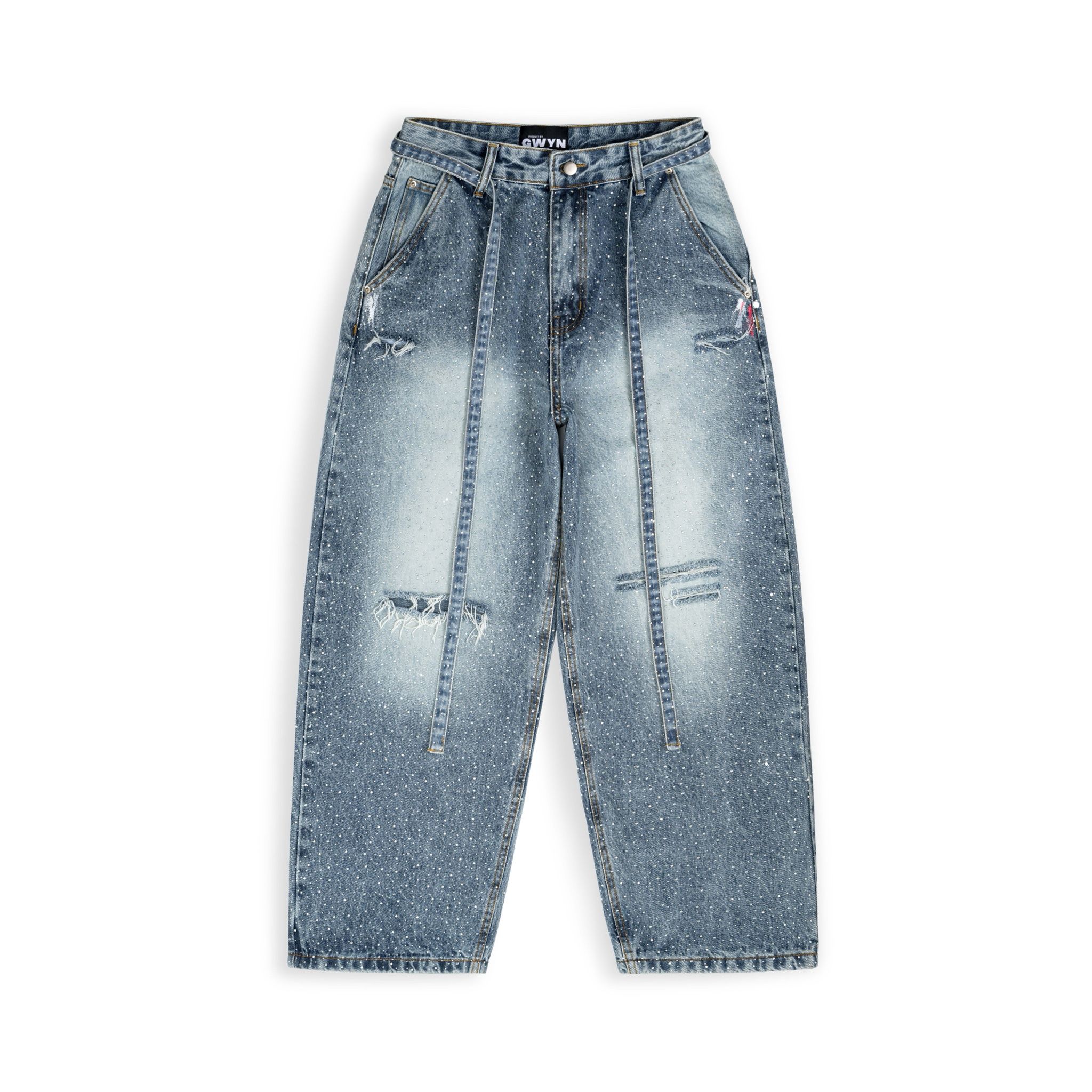 GWYN DIAMOND RHINESTONES BAGGY JEANS/ LIGHT BLUE