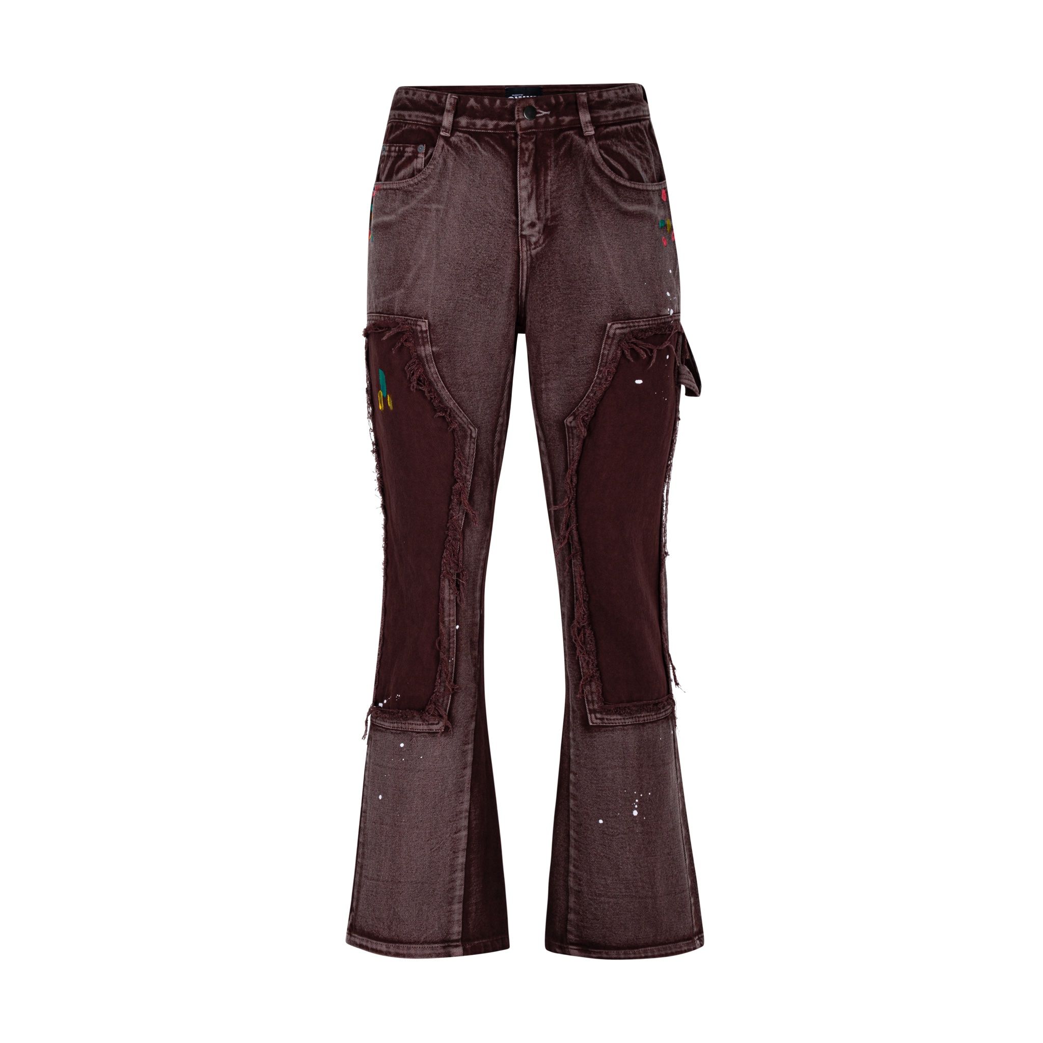 Double Knee Flare Jeans Deep Red