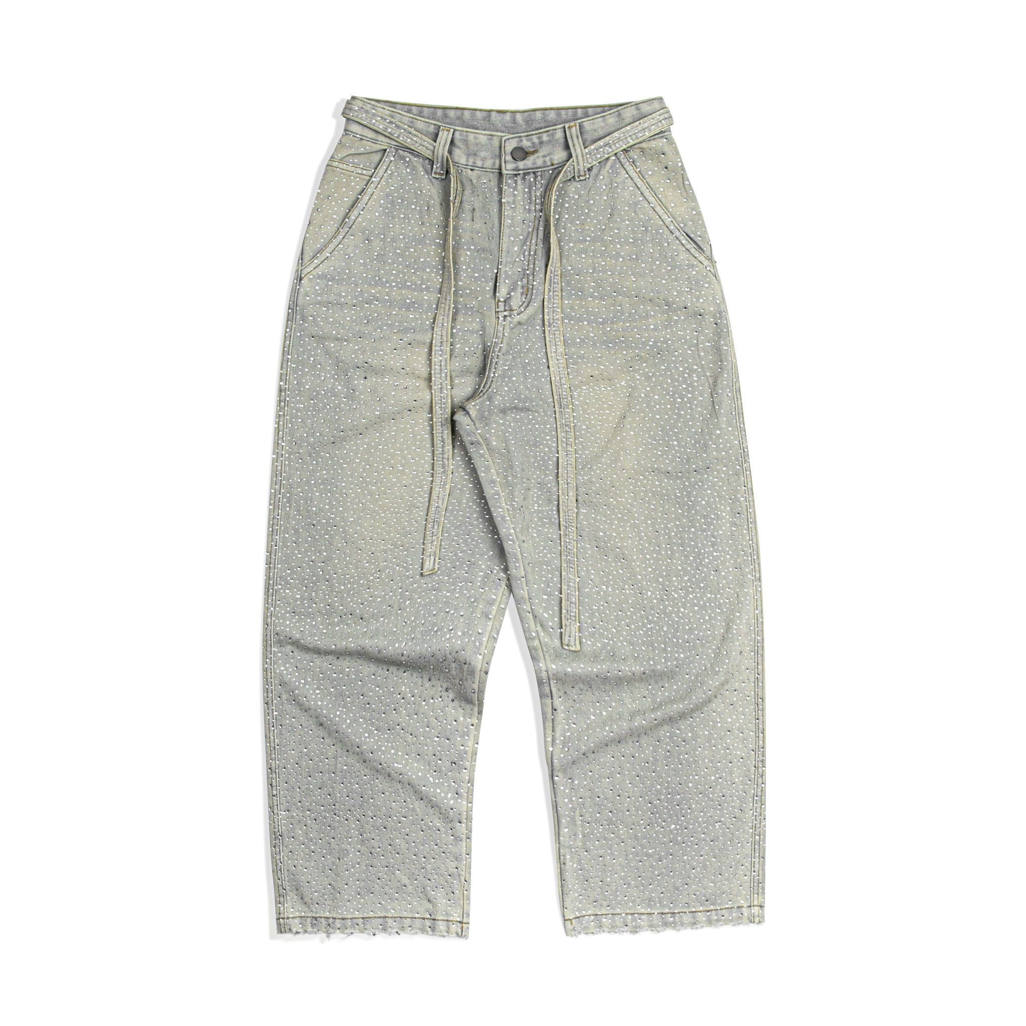 GWYN DIAMOND RHINESTONE BAGGY JEANS/ LIGHT BLUE