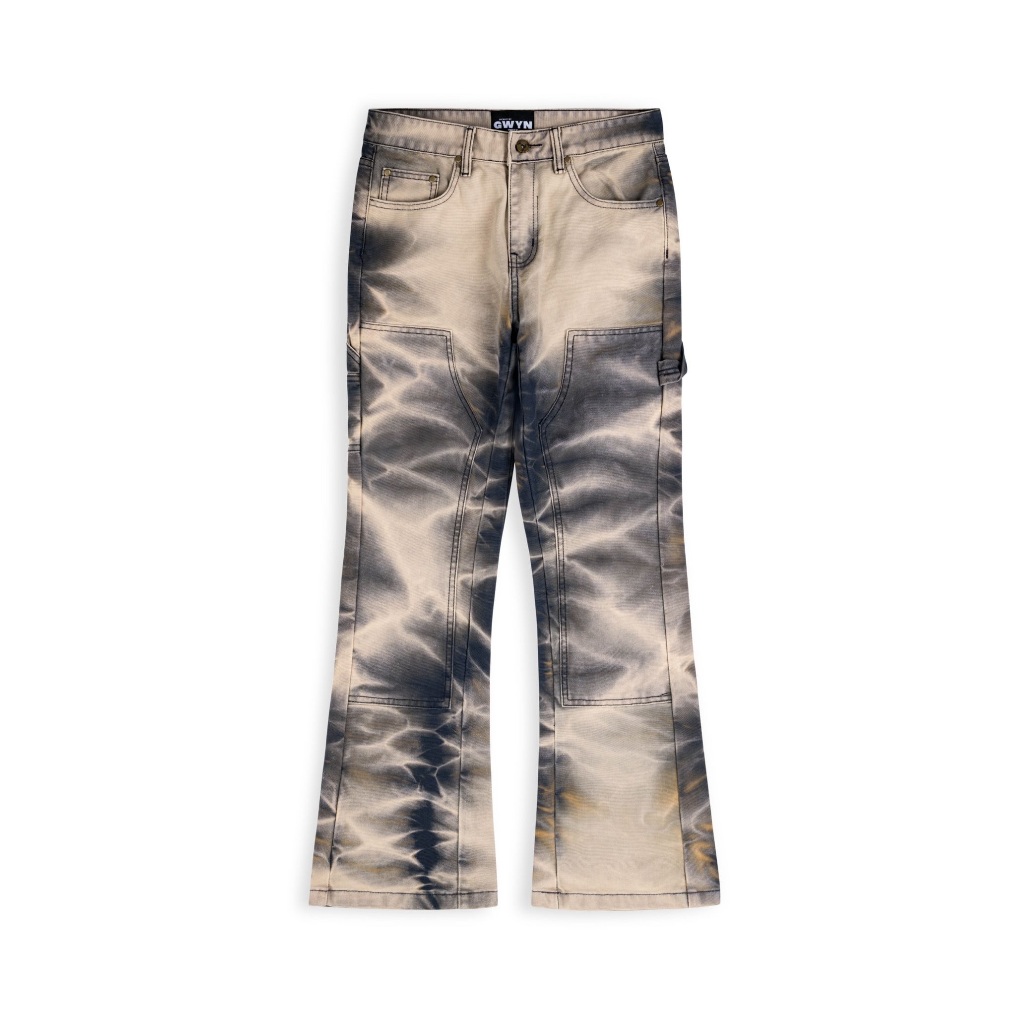 Double Knee Flare Jeans Light Brown