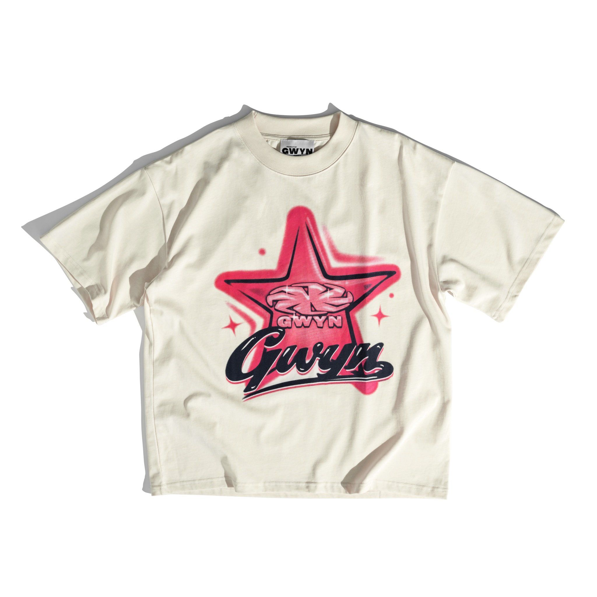GWYN PINK STAR T-SHIRT/ CREAM WHITE