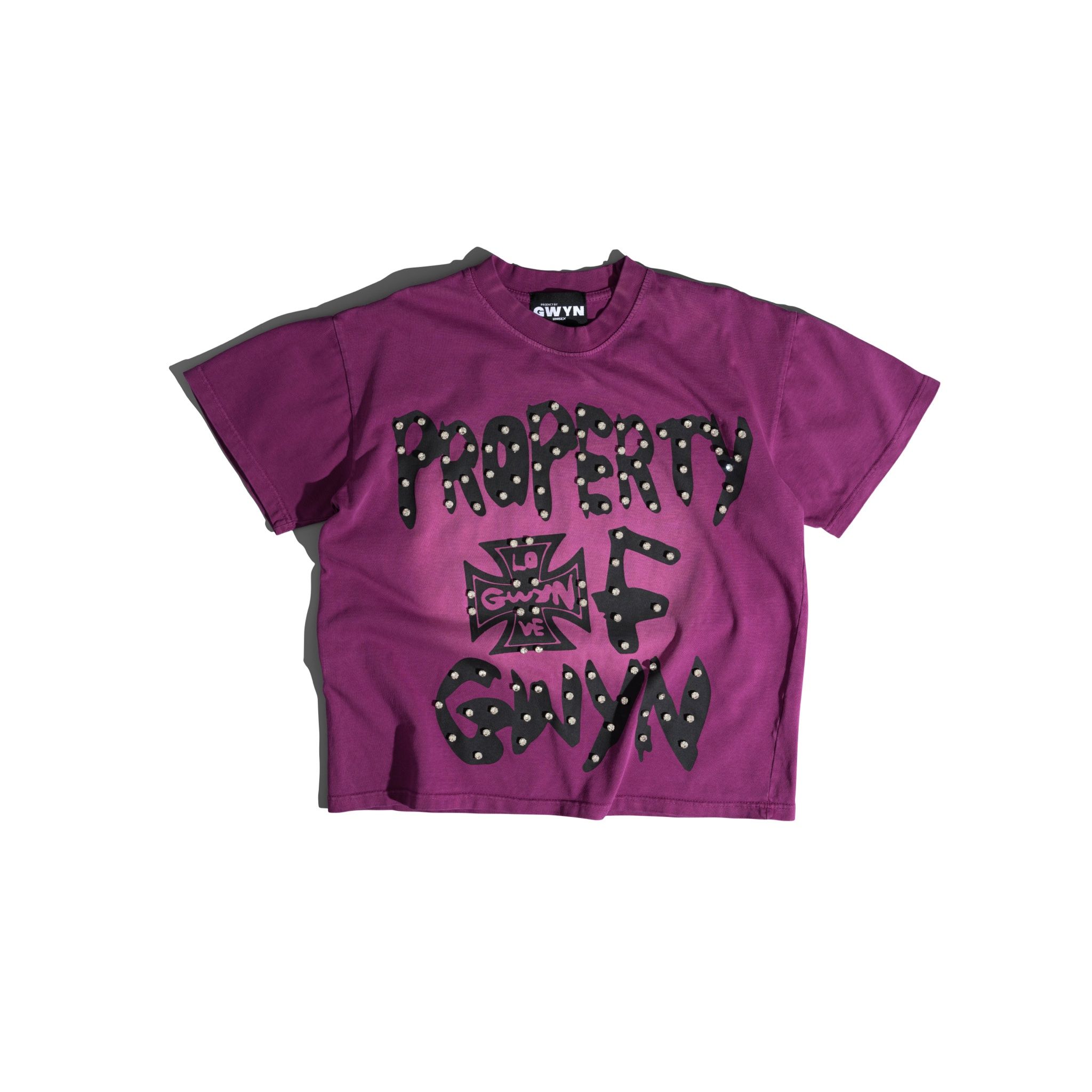 GWYN POG RHINESTONES T-SHIRT/ WASHED PURPLE