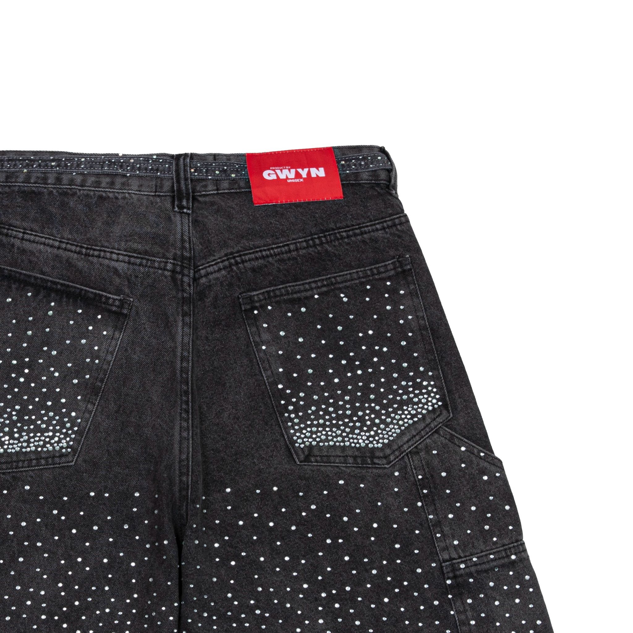 GWYN DIAMOND RHINESTONE LOOSE BAGGY JEANS SHORT