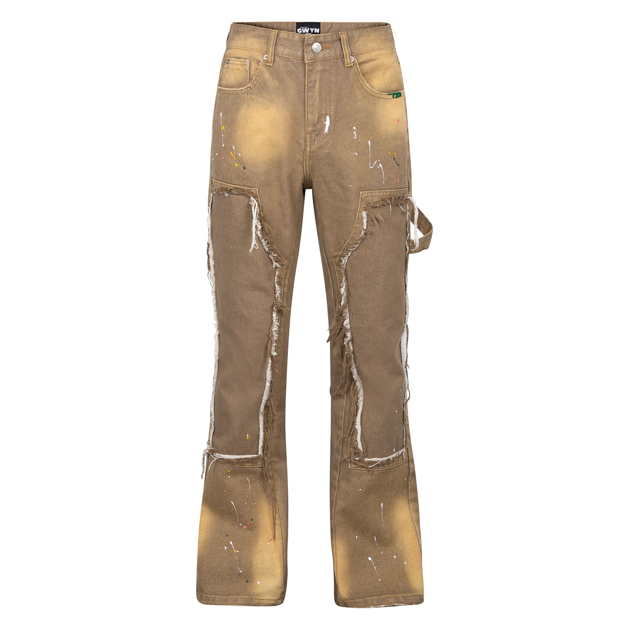 GWYN DOUBLE KNEE FLARE JEANS/ BROWN