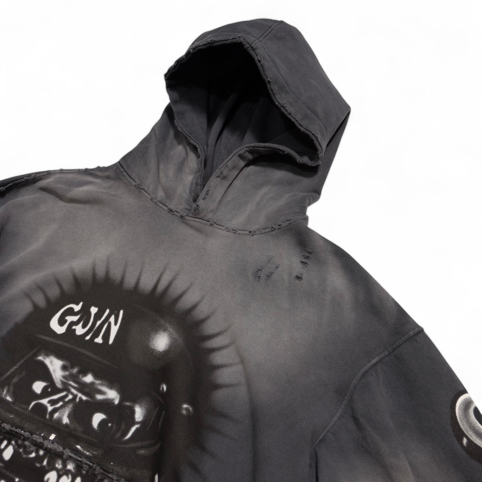 GWYN SKULL HOODIE/ WASHED GREY