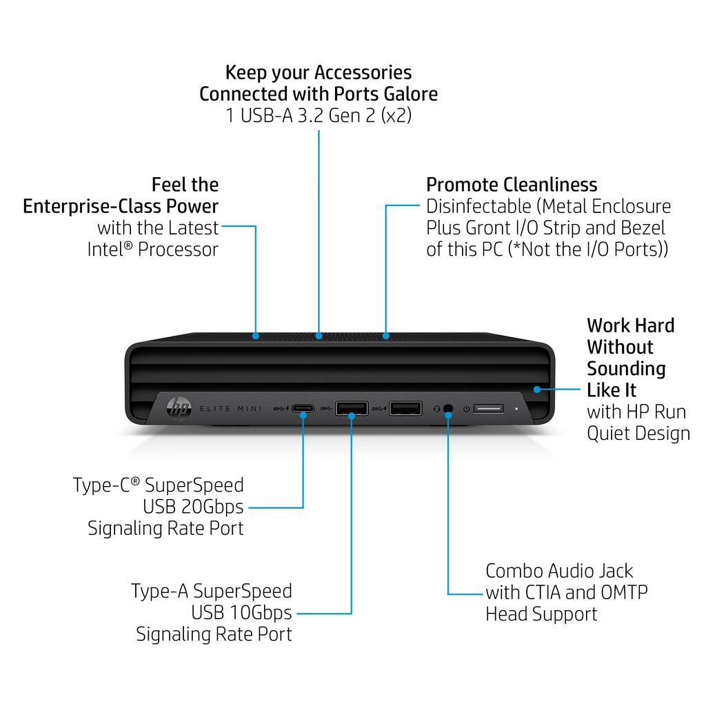HP Elite Mini 800 G9/ Intel Core i5 13500(14C (6P + 8E)/20T, P-core max 4.8GHz, E-core max 3.5GHz, 20MB)/ 8GB DDR5 4800/ SSD 256GB/ Wireless Mouse & Keyboard/ W11H/ 3Y Onsite