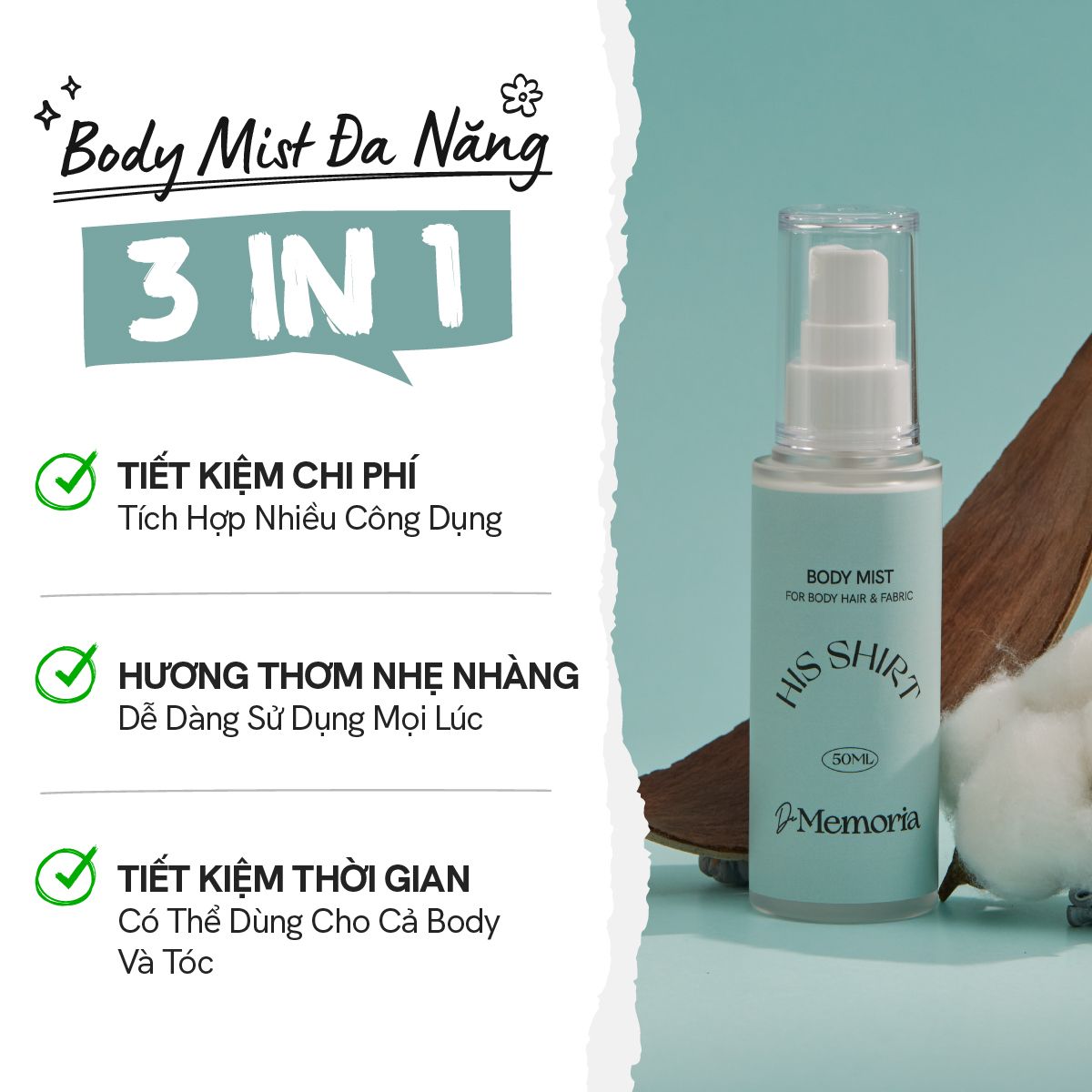 Body Mist #04 HIS SHIRT - Hương Vải Lanh Thanh Lịch (50ml)