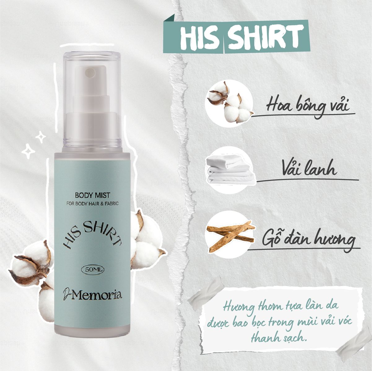 Body Mist #04 HIS SHIRT - Hương Vải Lanh Thanh Lịch (50ml)
