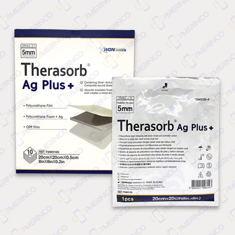 Băng gạc xốp tẩm bạc kháng khuẩn Therasorb® Ag Plus siêu thấm hút dịch tiết vết thương 20cmx20cm