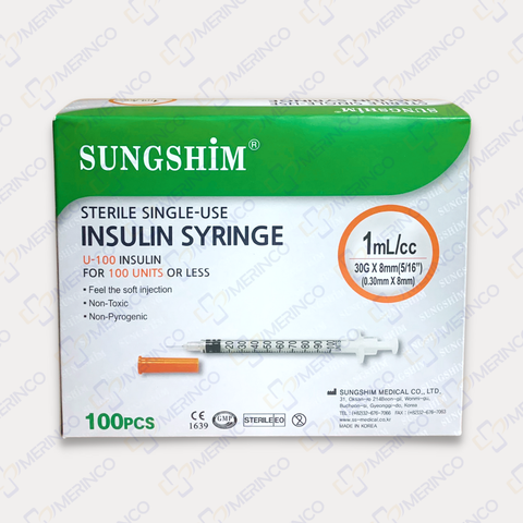 Bơm tiêm insulin Sungshim Hàn Quốc 1ml (kim ngắn 8mm)