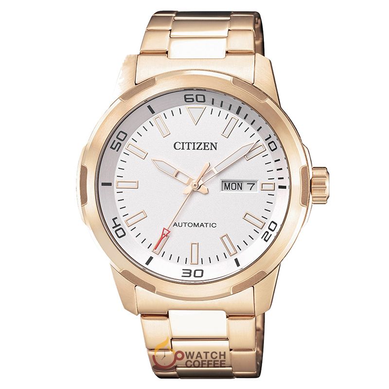  Đồng Hồ Citizen Máy Cơ NH8373-88A Dây Thép Vàng Hồng 