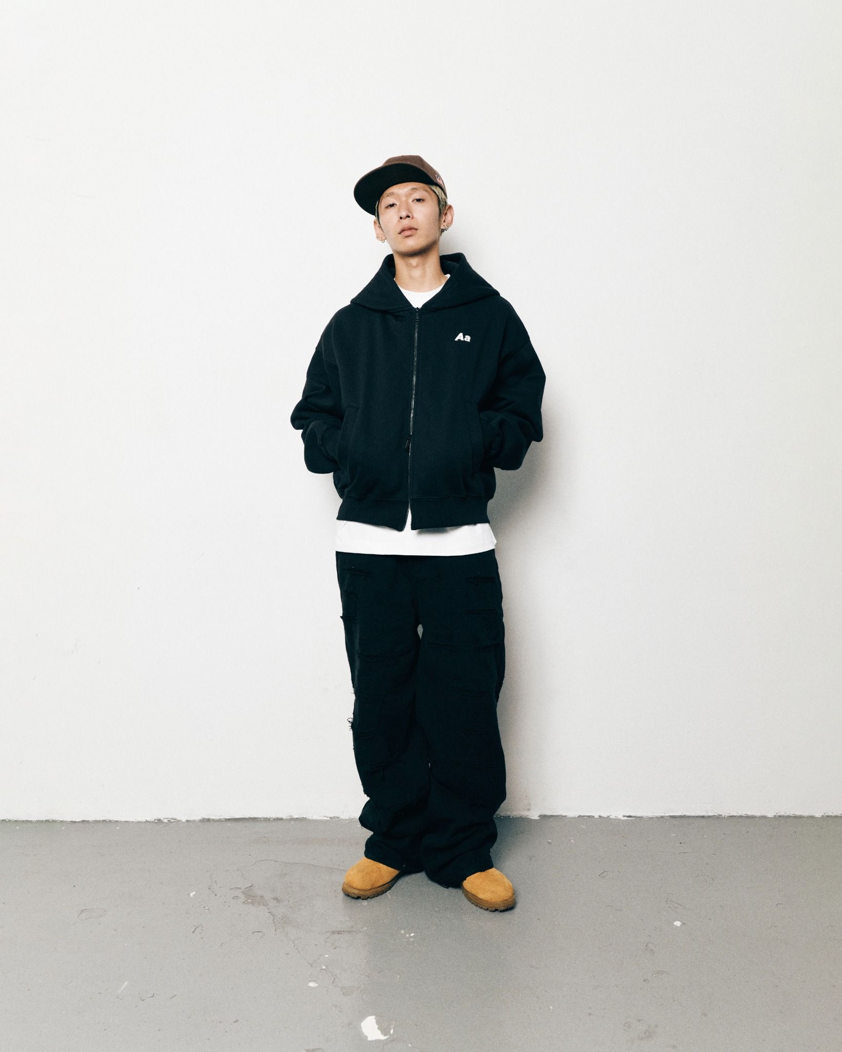 AA RACING LOGO HOODIE ZIP // BLACK