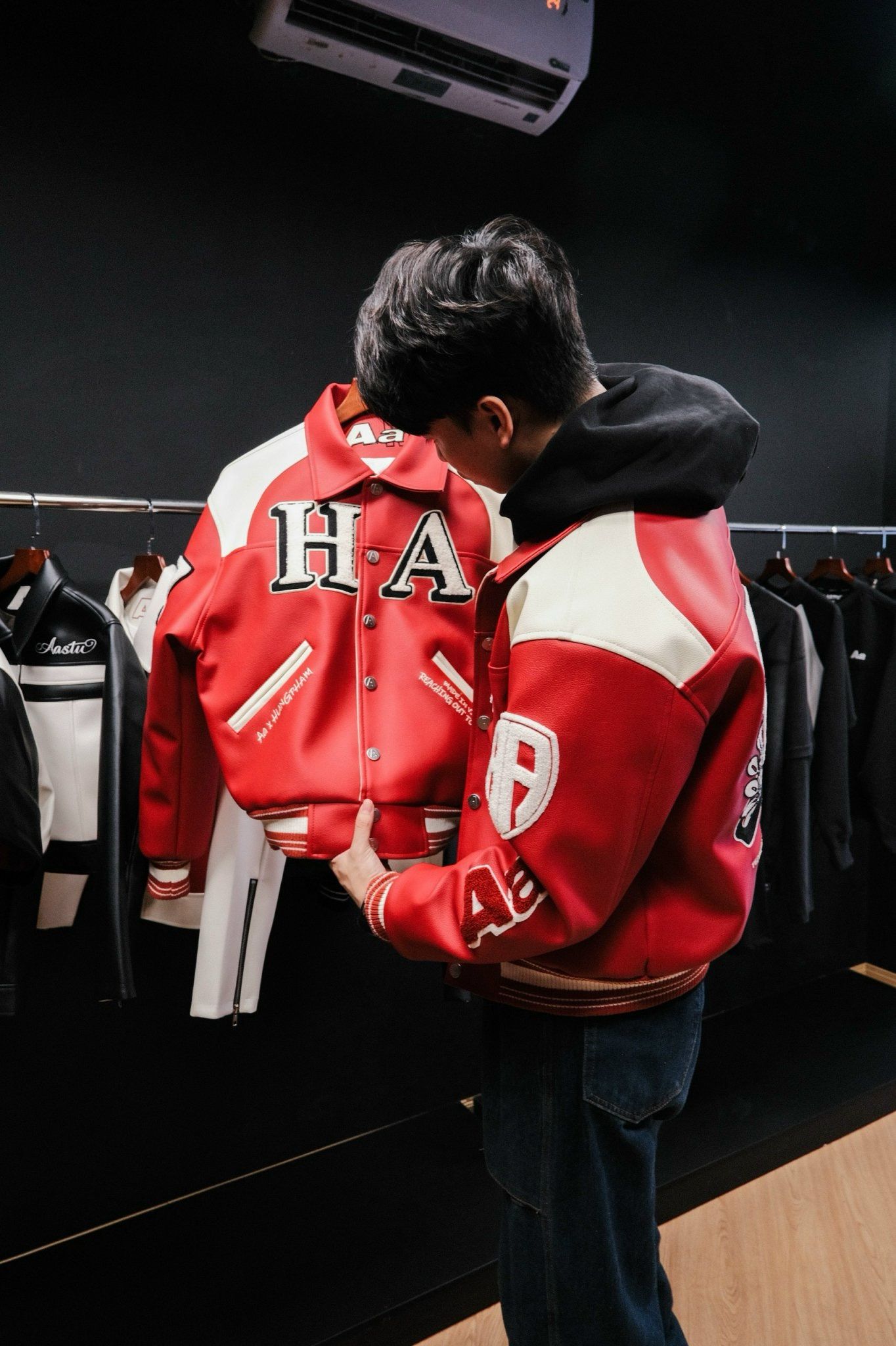 AA x HP LEATHER VARSITY // RED