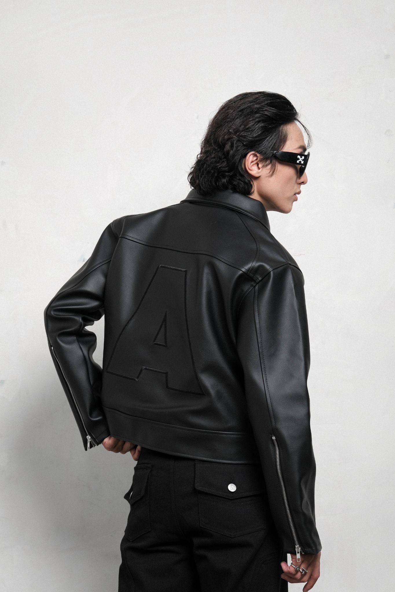 RACING LEATHER CROP JACKET // ALL BLACK