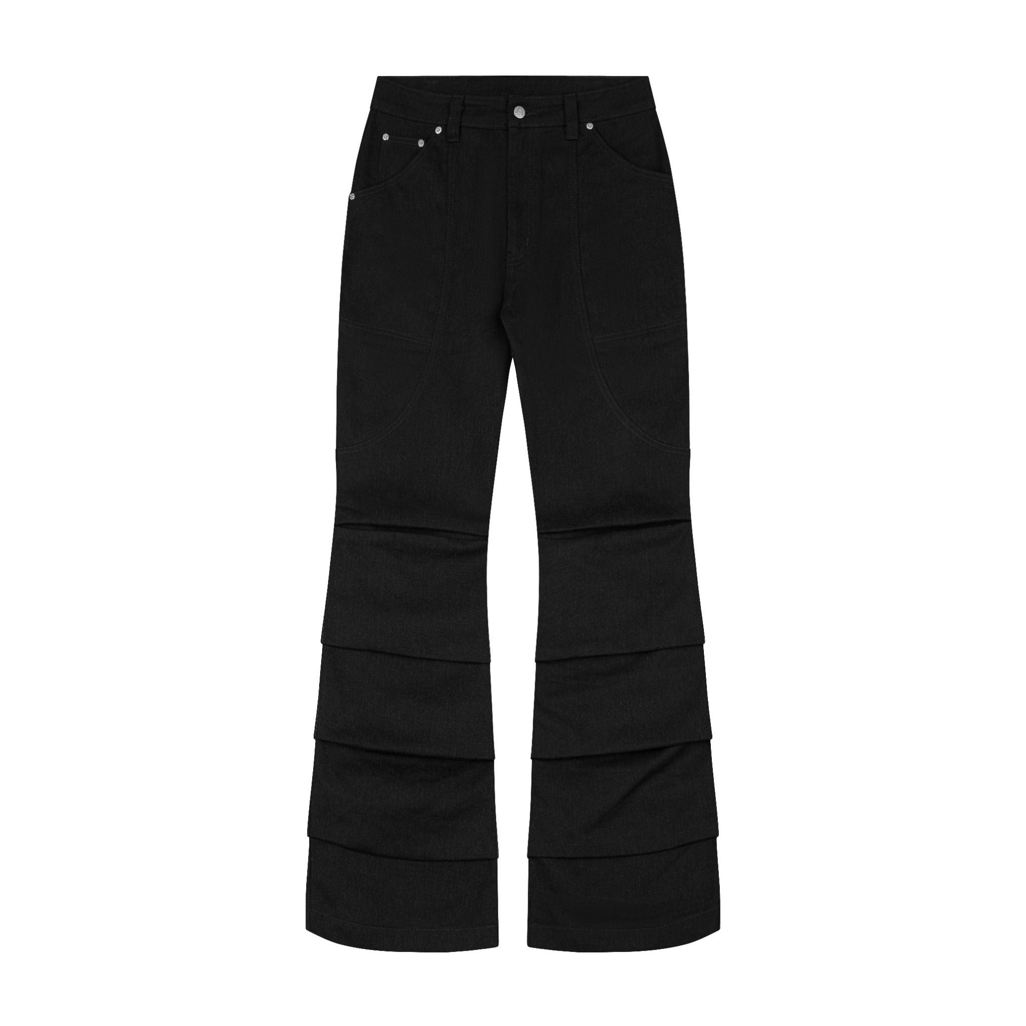 AA FLARE RAW DENIM PANTS // BLACK