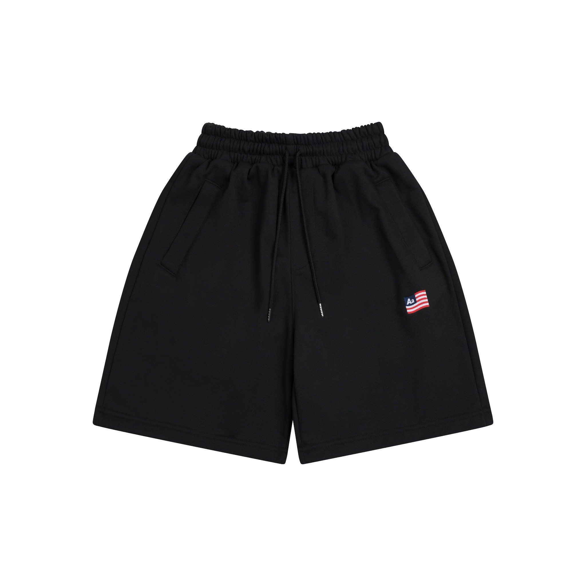 AA FLAG LOGO SWEAT SHORTS // BLACK