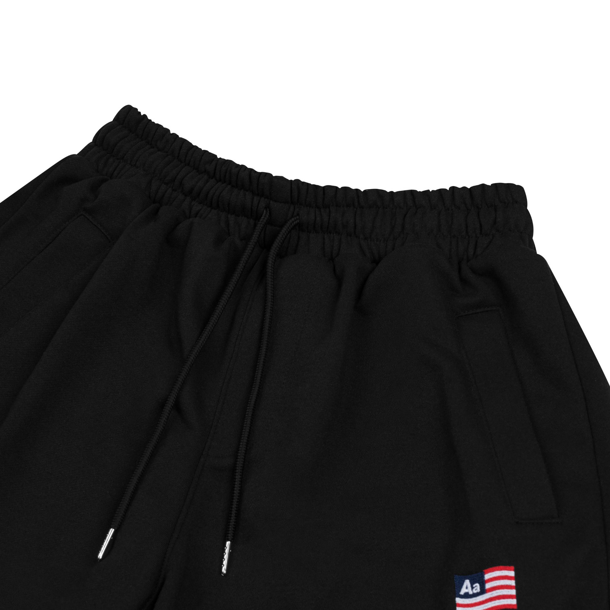 AA FLAG LOGO SWEAT SHORTS // BLACK