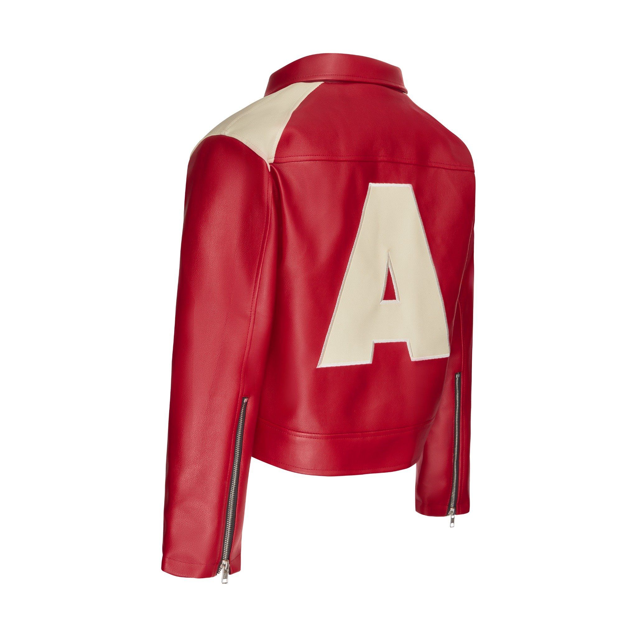 RACING LEATHER CROP JACKET // RED