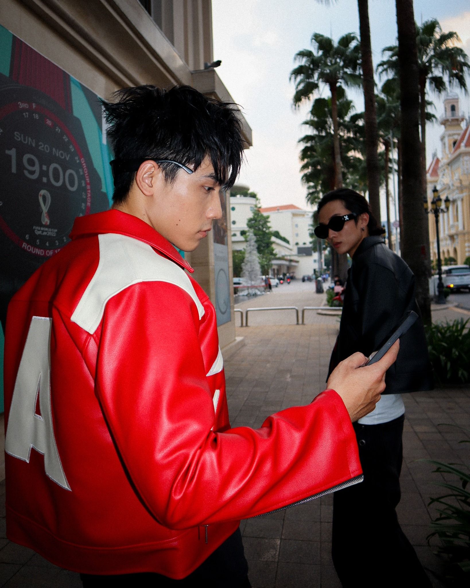 RACING LEATHER CROP JACKET // RED