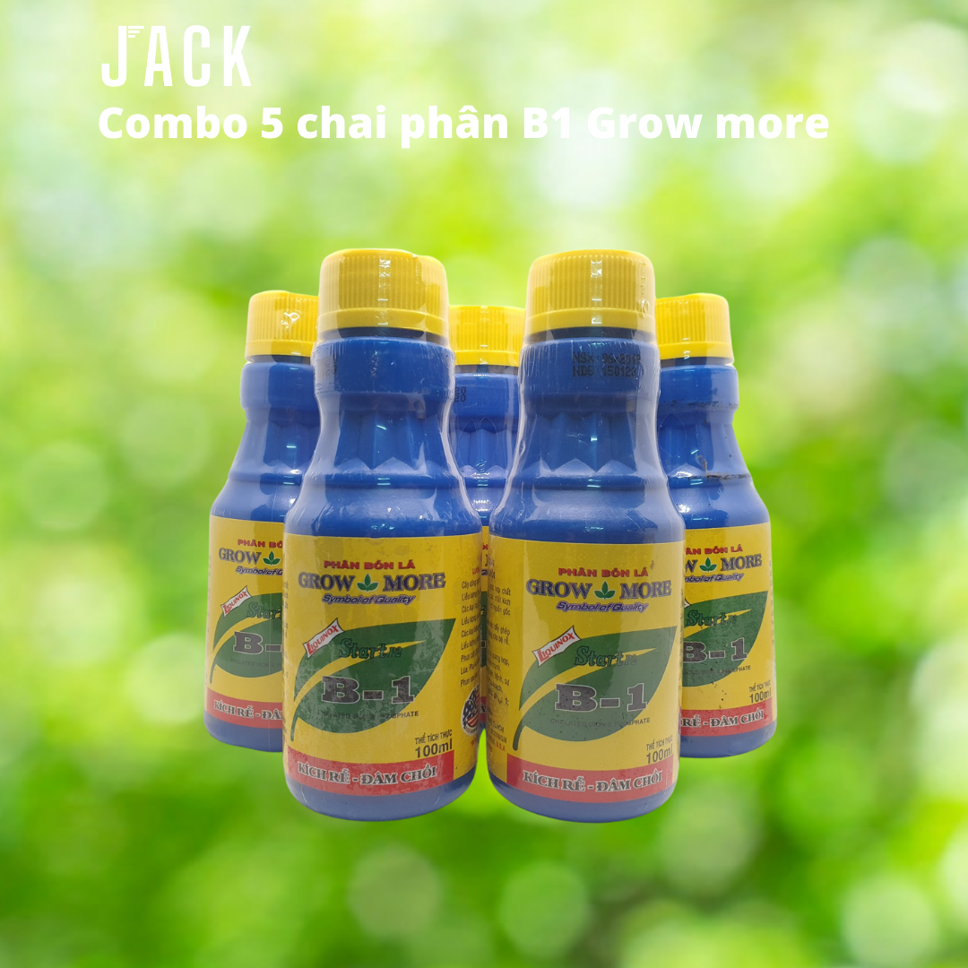 Combo 5 chai Phân bón lá đa vi lượng Vitamin B1 Grow More - Kích Rễ Đâm Chòi Cho Cây Lan