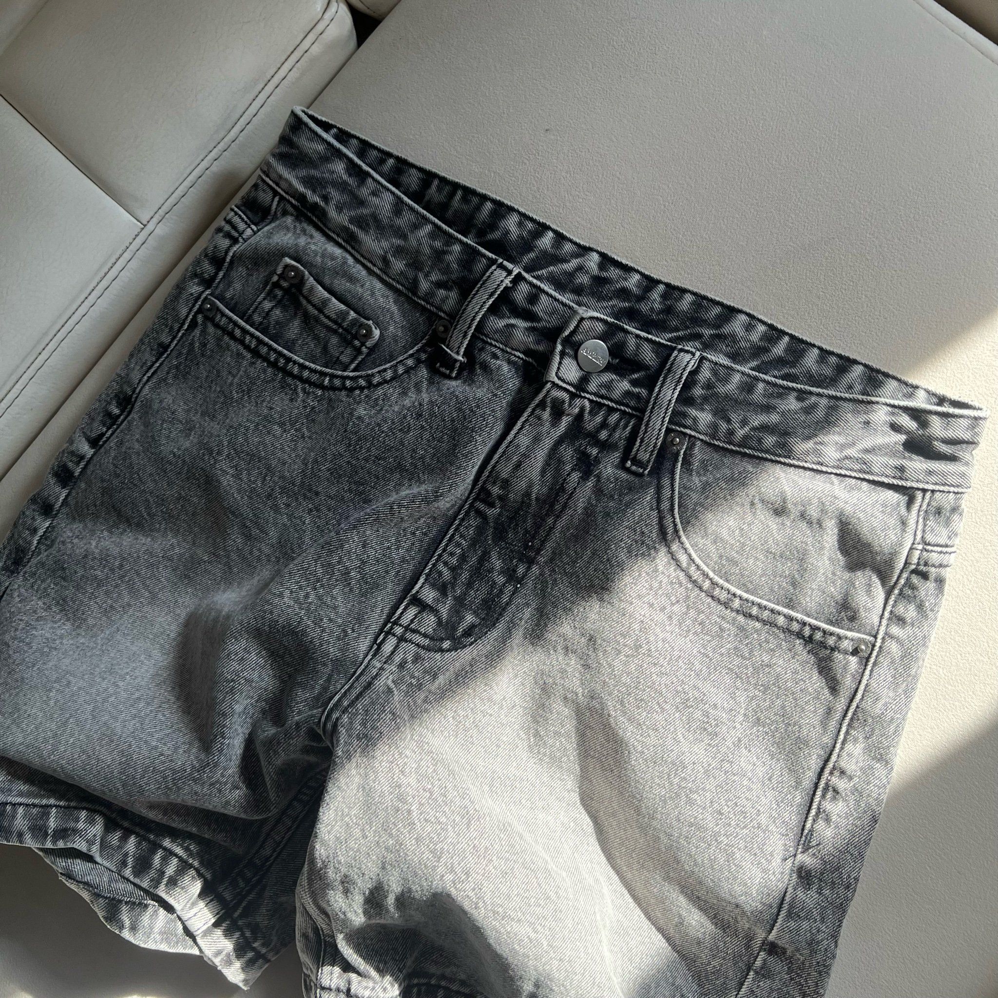 Wide Leg Denim Shorts - Pepper Grey