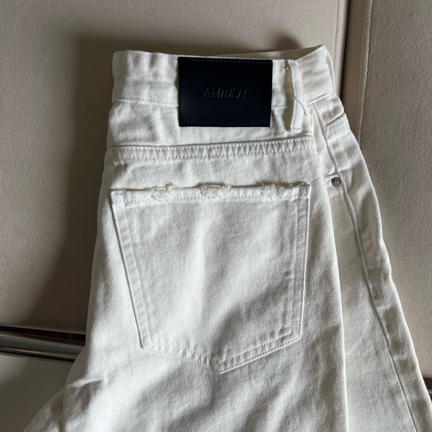 Wide Leg Denim Shorts - Off White