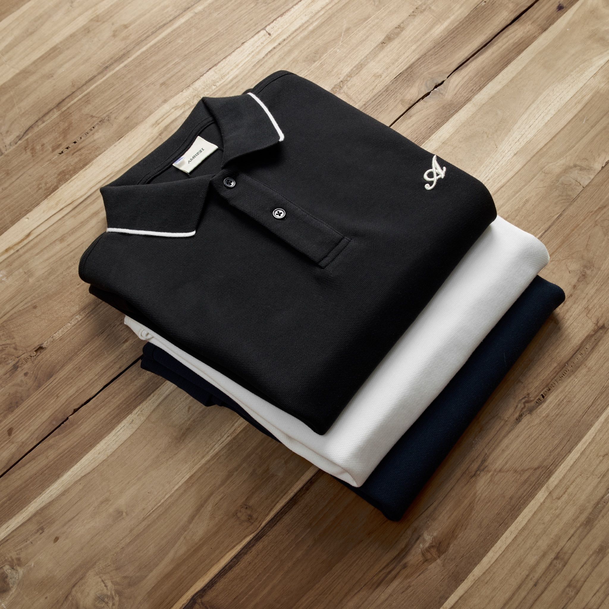 Interlock Striped Polo Shirt - Black