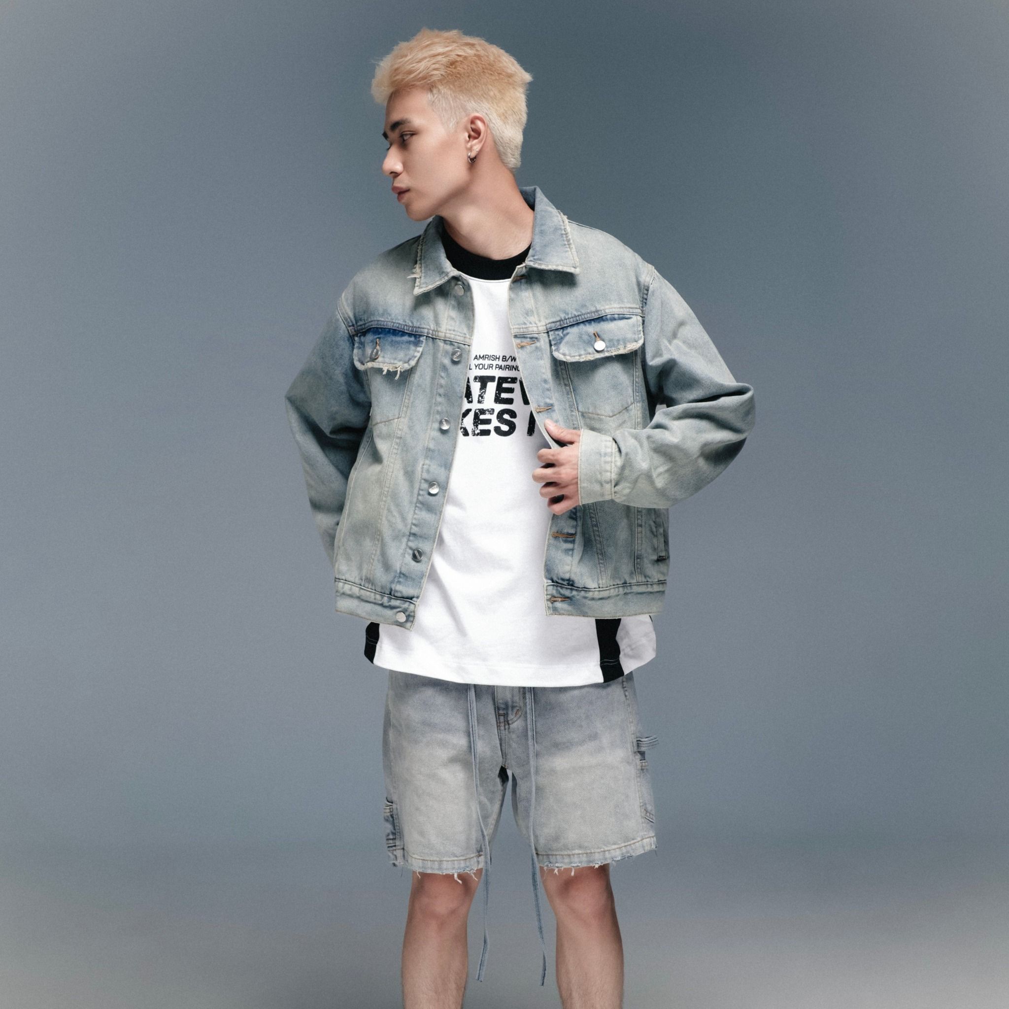 Carpenter Wide Leg Denim Shorts - Moss Grey