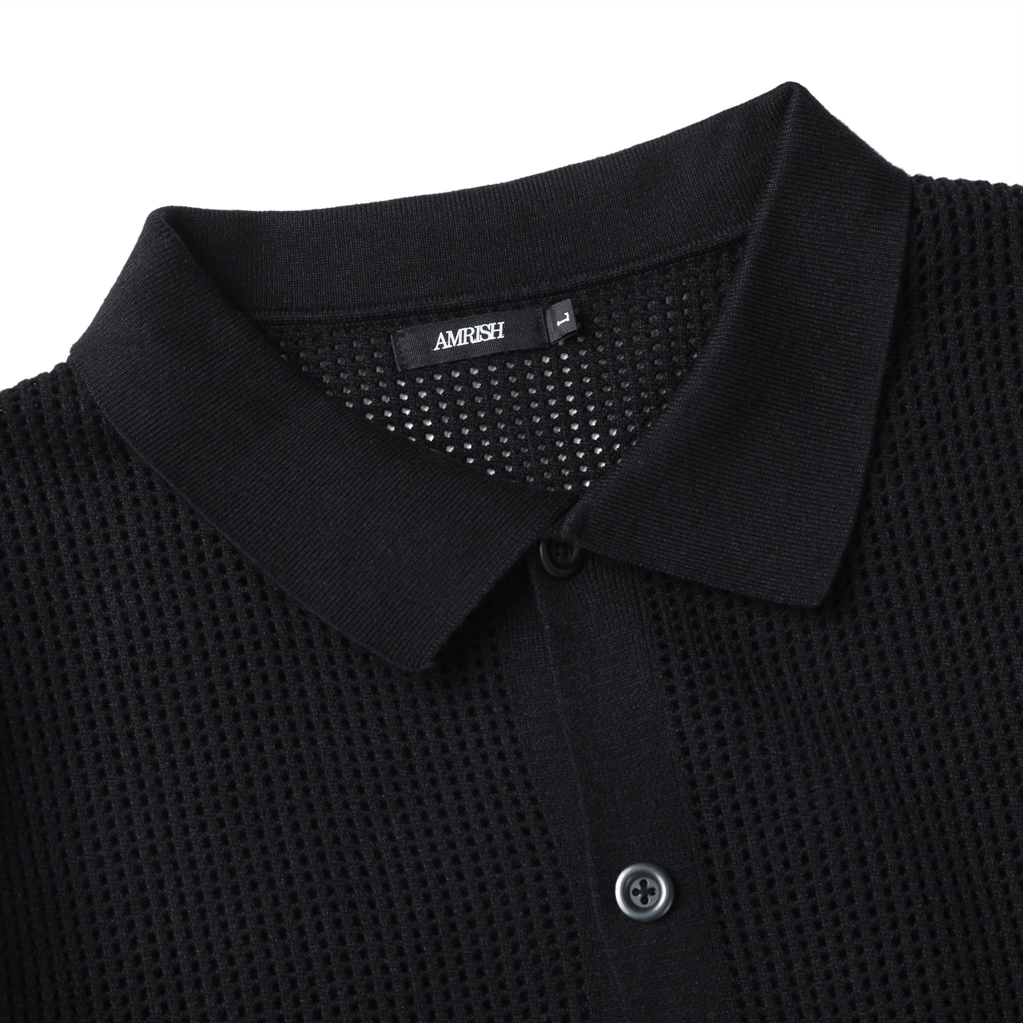 HOLES WOOL KNIT SHIRT - Black