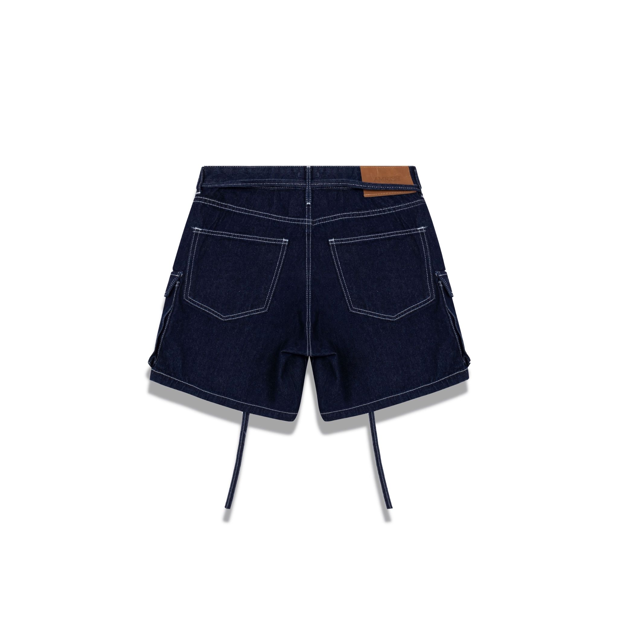 Cargo Wide Leg Denim Shorts - Raw Blue