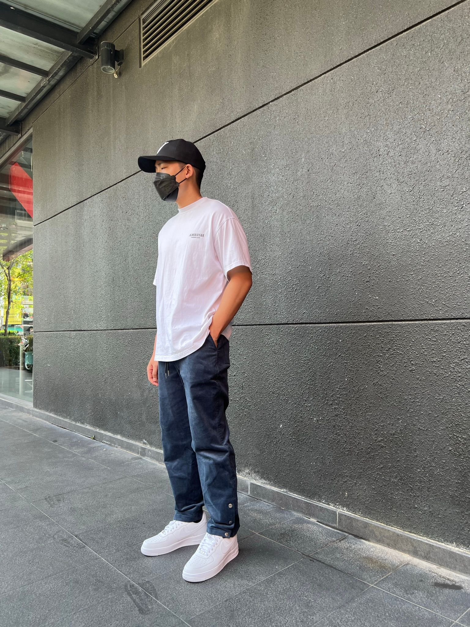 Snap Button Coduroy Pants - Midnight Blue