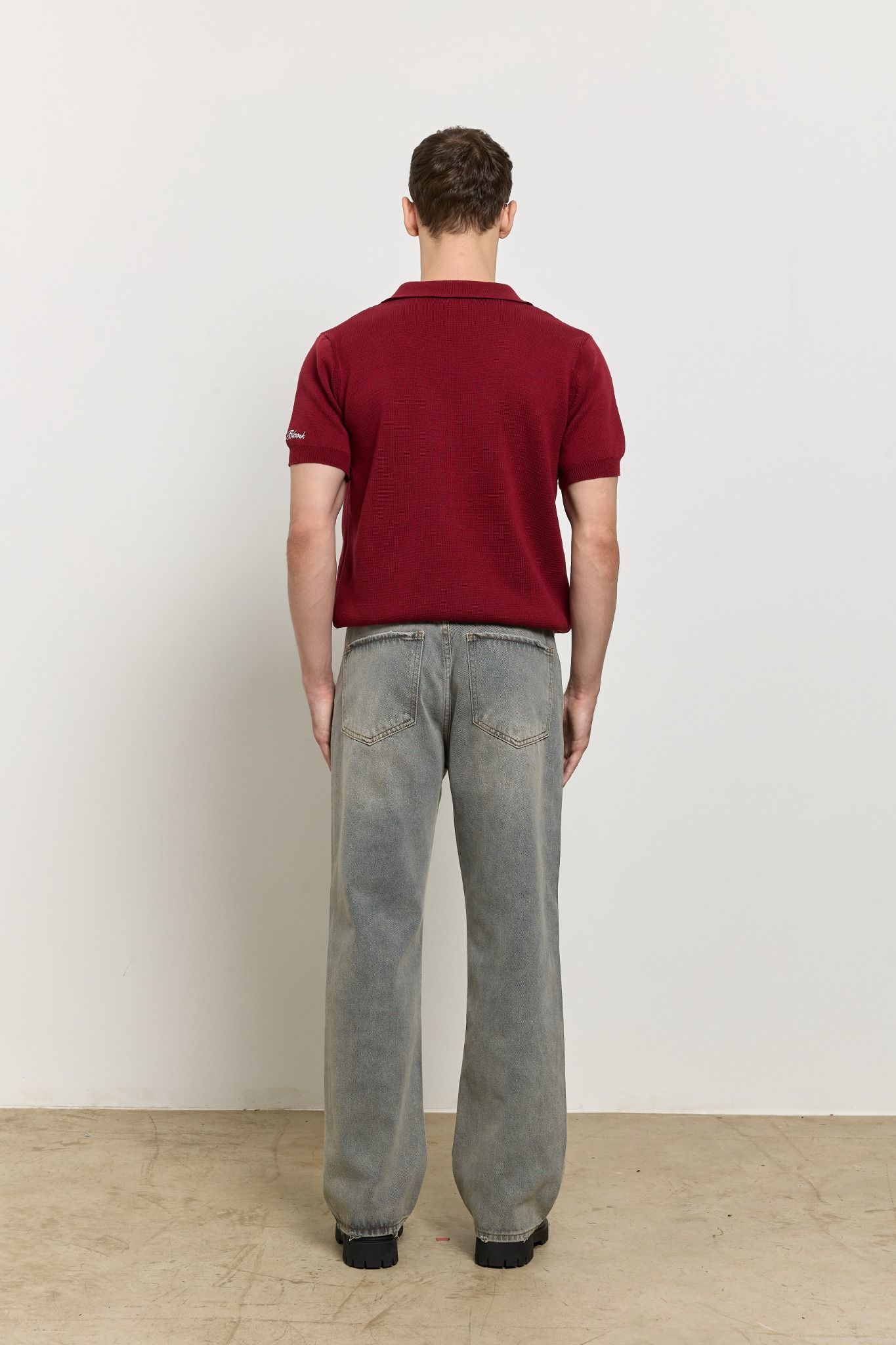 AB WOOL KNIT POLO SHIRT - Red