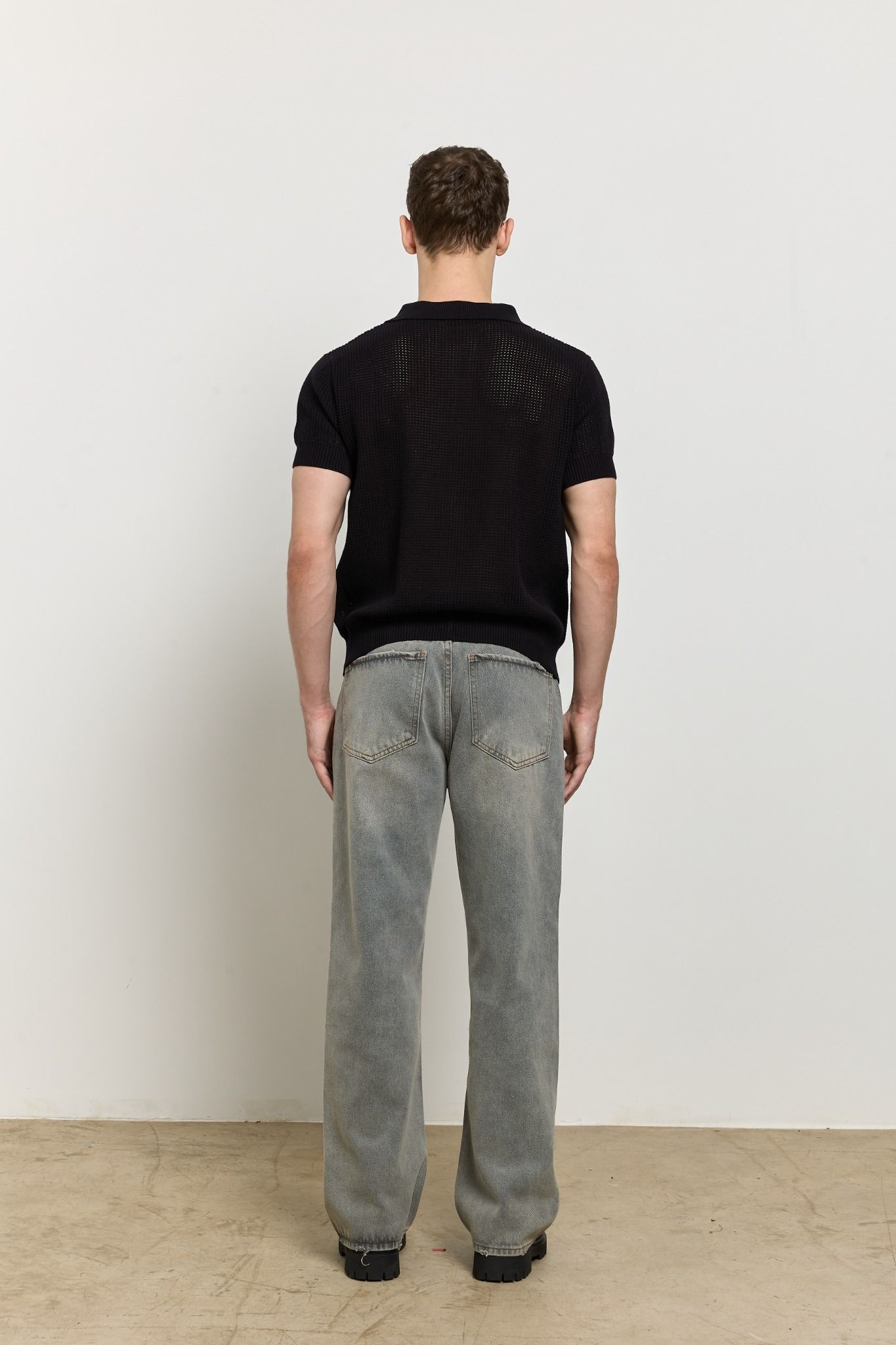 HOLES WOOL KNIT SHIRT - Black