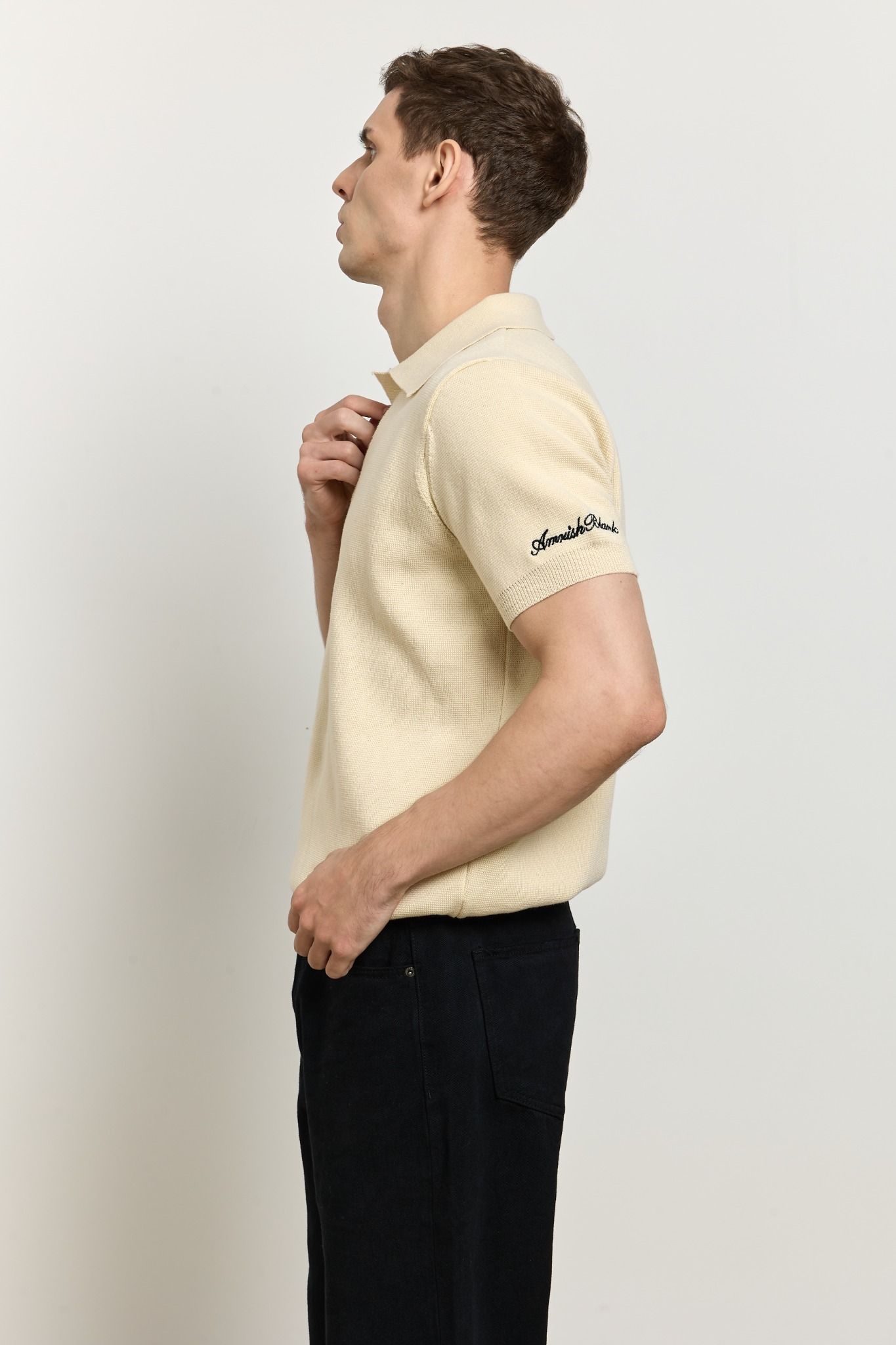 AB WOOL KNIT POLO SHIRT - Beige