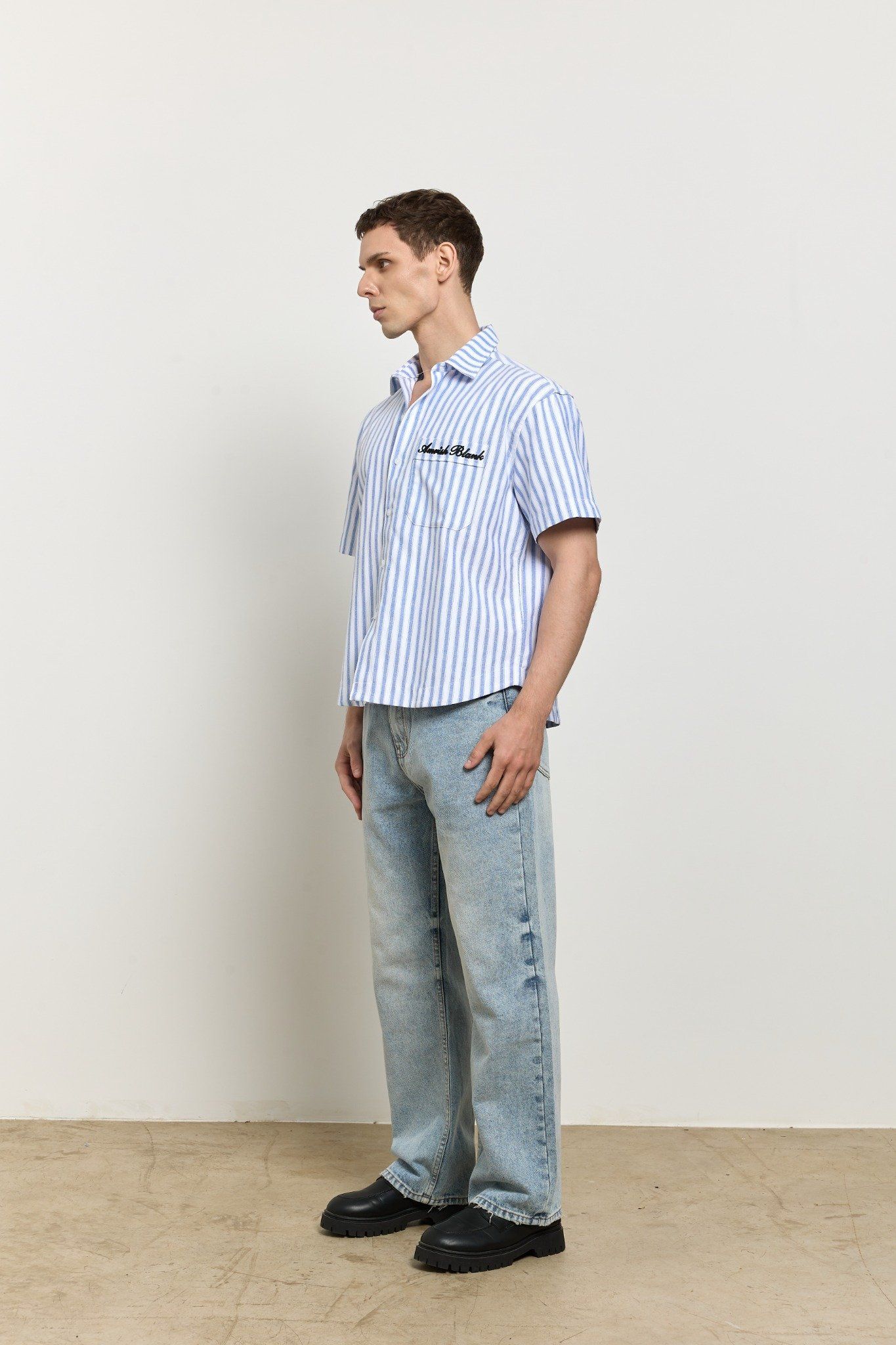 AB OXFORD STRIPED SHIRT - Blue