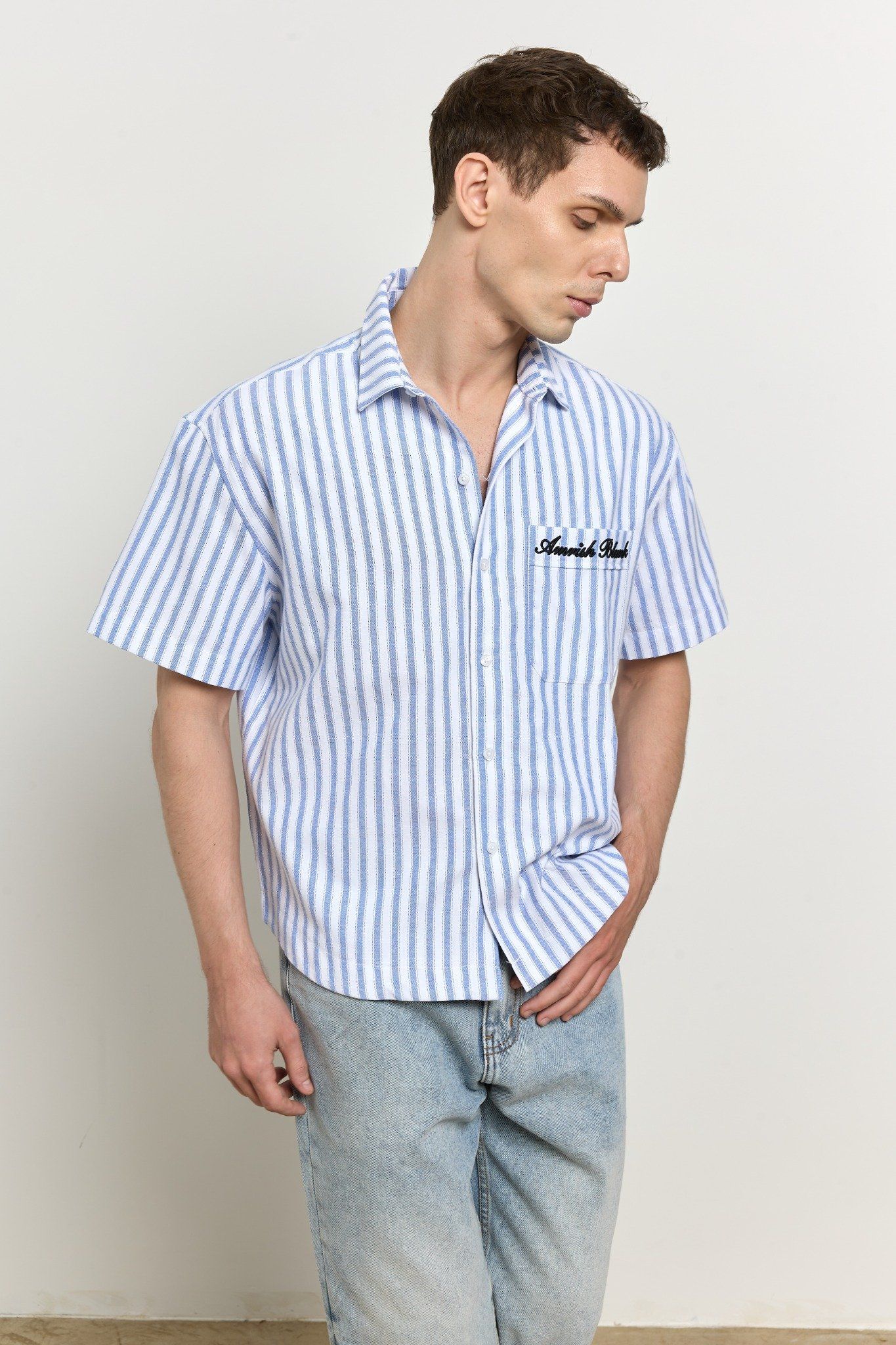 AB OXFORD STRIPED SHIRT - Blue