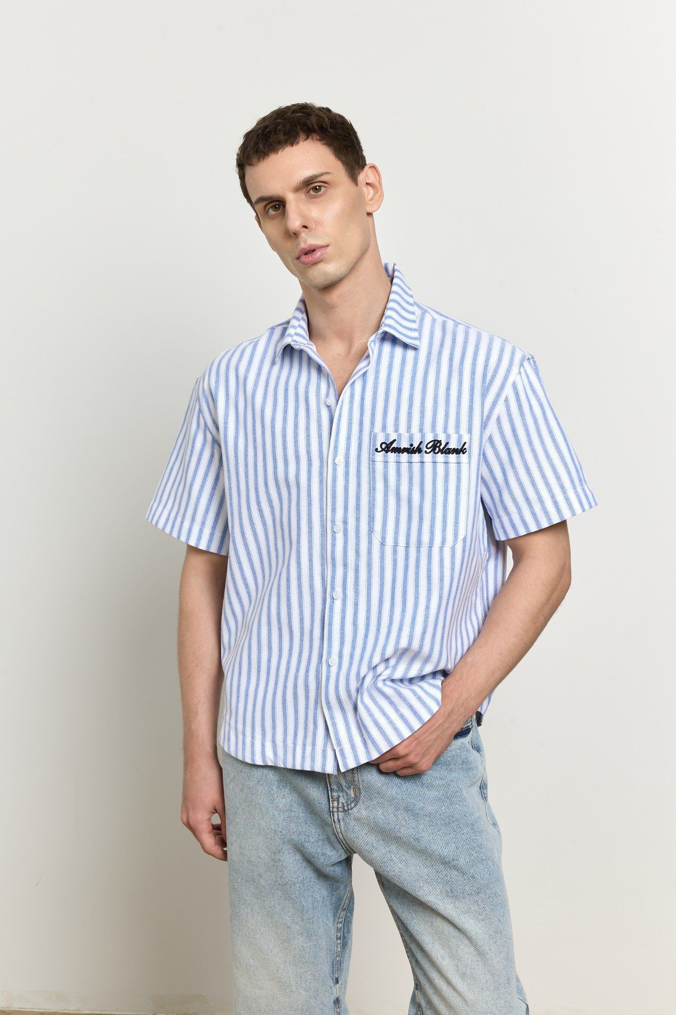 AB OXFORD STRIPED SHIRT - Blue